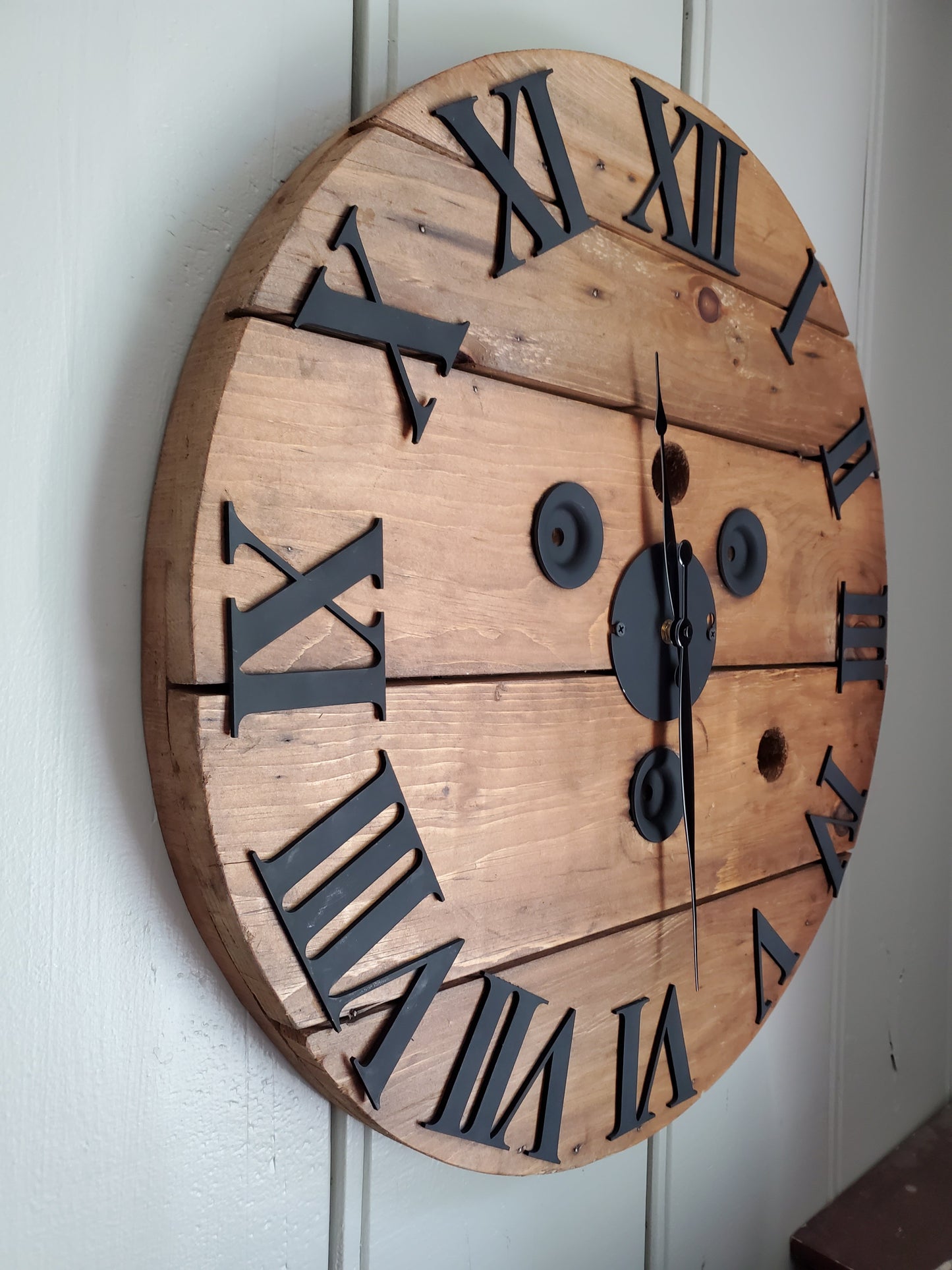 24" Spool clock -3D Wood numbers
