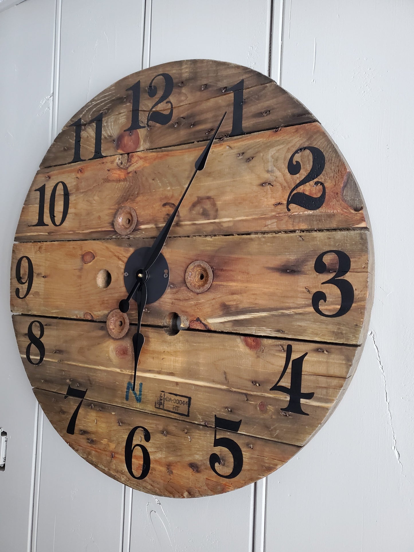 30" Rustic Spool Clock -Natural