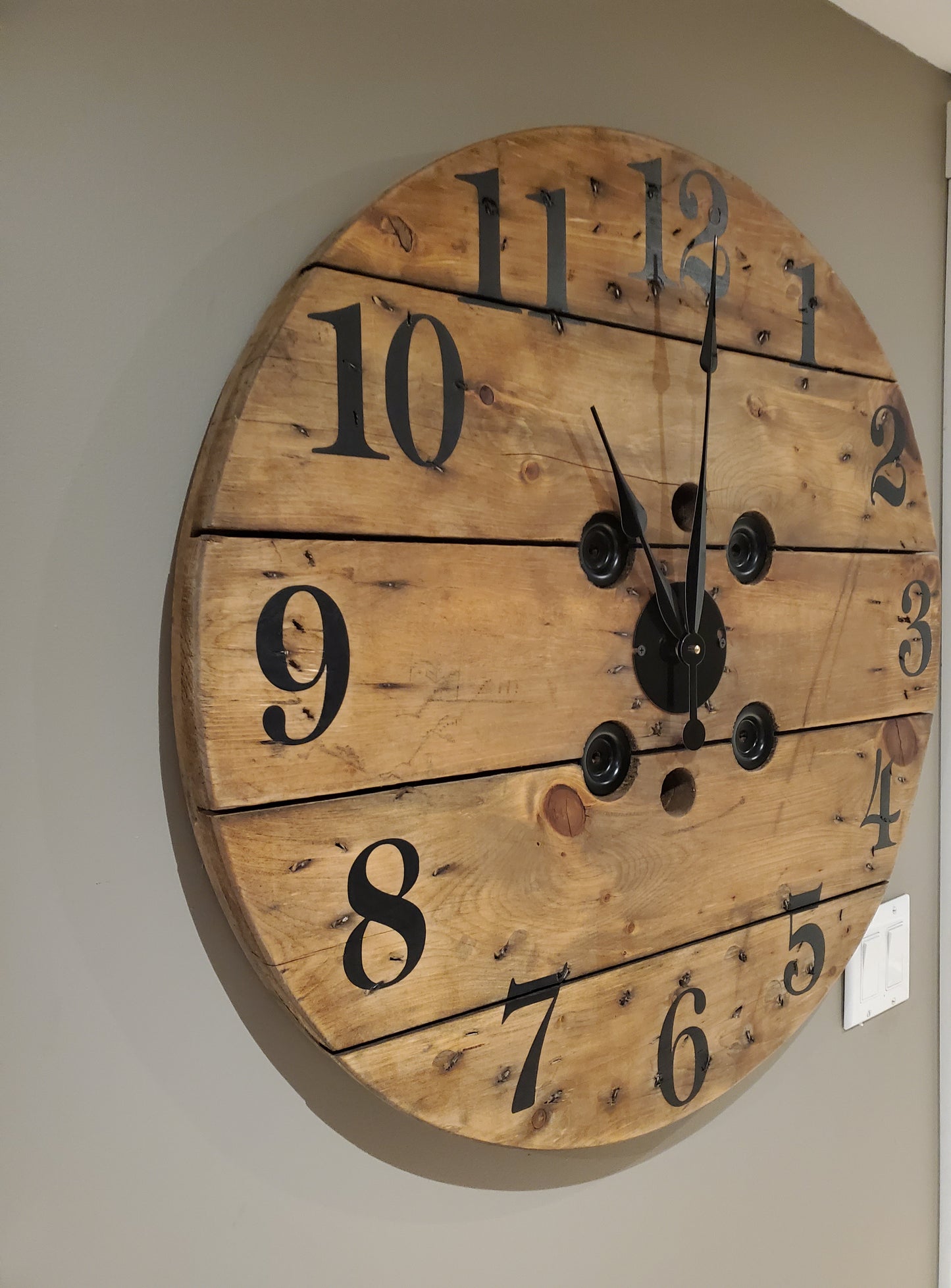 30" Spool Clock - Golden Oak
