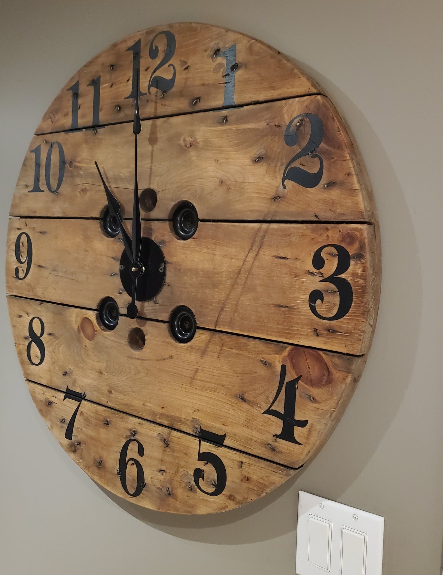 30" Spool Clock - Golden Oak