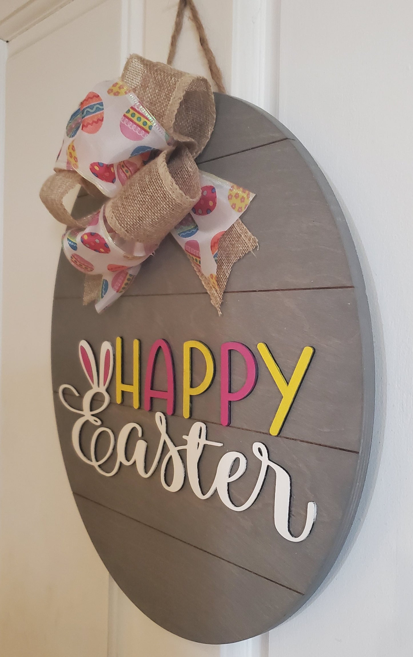 14" 3D Happy Easter -Gray Shiplap