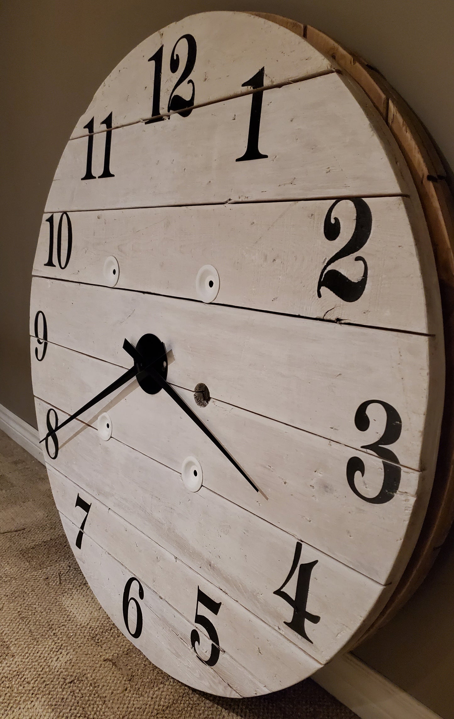 43" Outdoor Spool clock - White washed