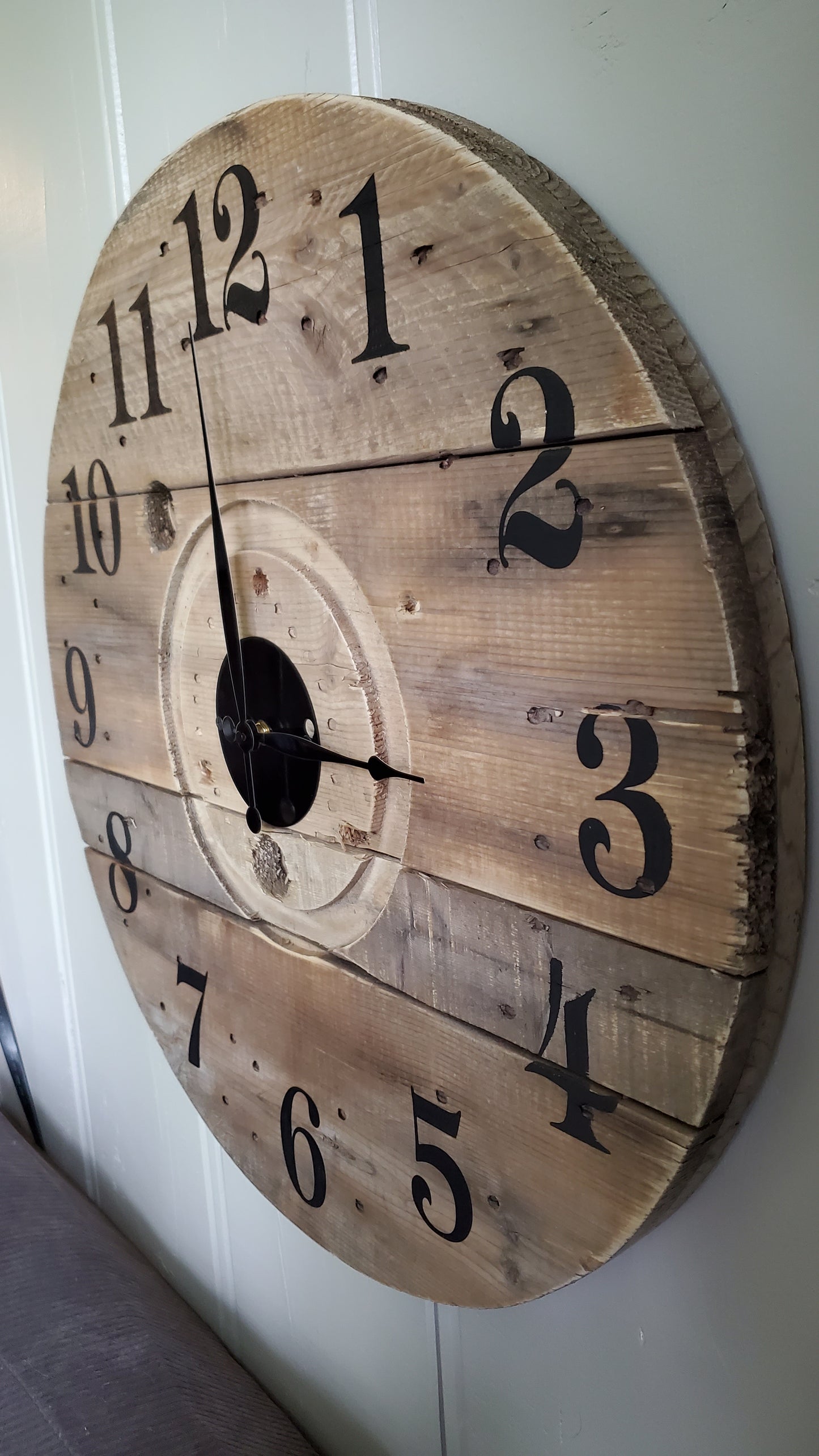 23" Indoor/Outdoor Rustic Spool Clock - Natural light brown
