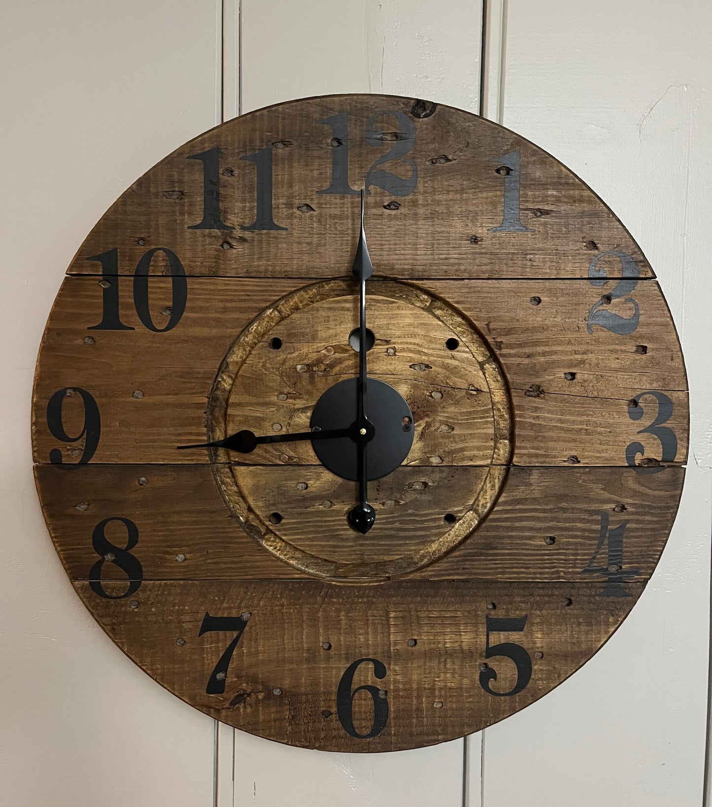 25.5" Indoor/Outdoor Spool Clock - Golden Oak