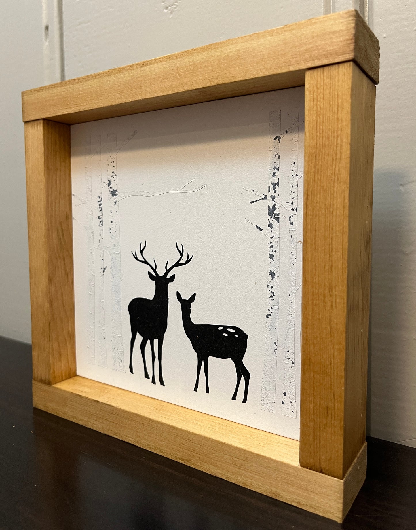 Christmas Deer-Birch trees 8"