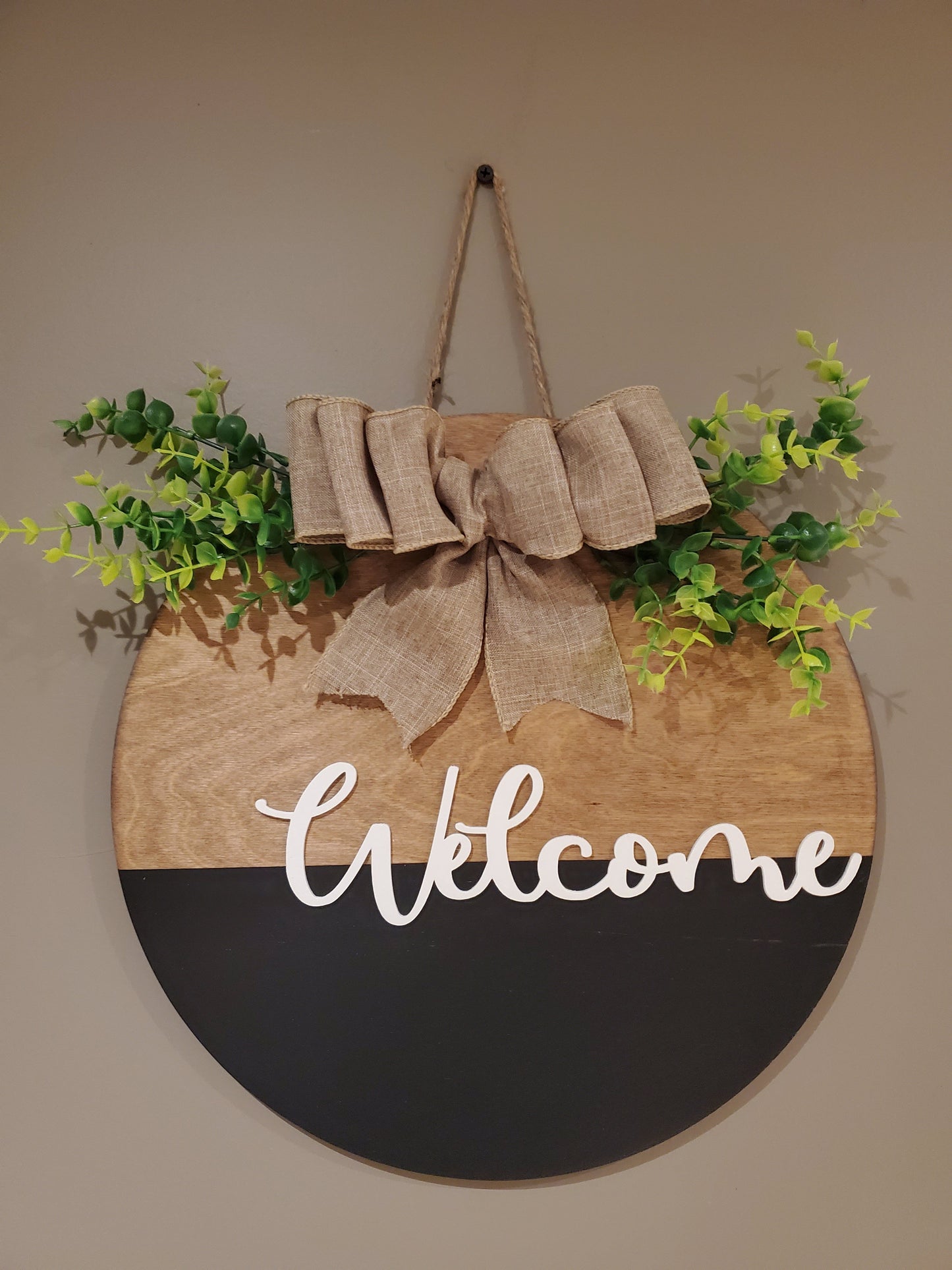 14" Welcome door hanger -3D wood(black/white)
