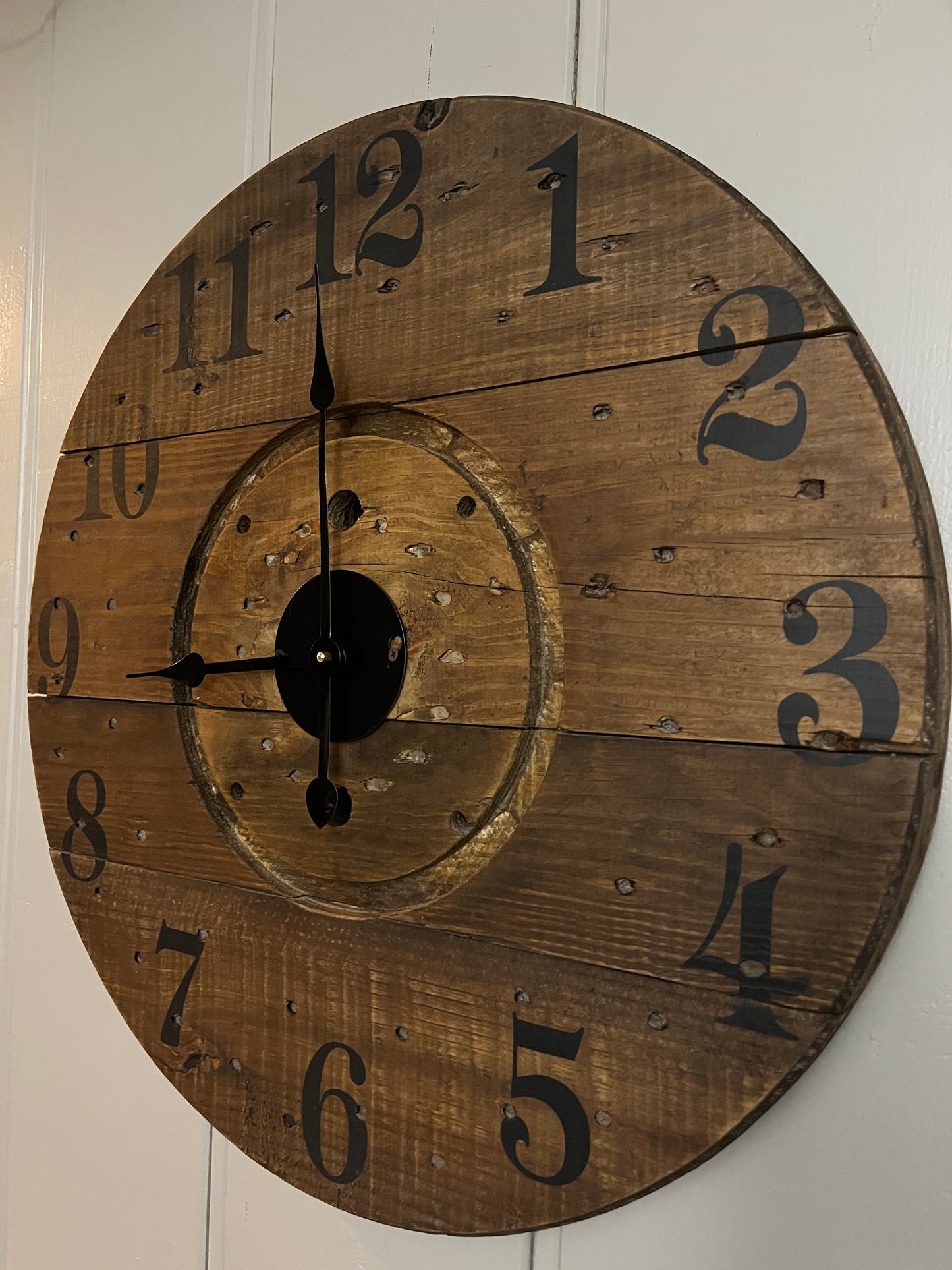 25.5" Indoor/Outdoor Spool Clock - Golden Oak