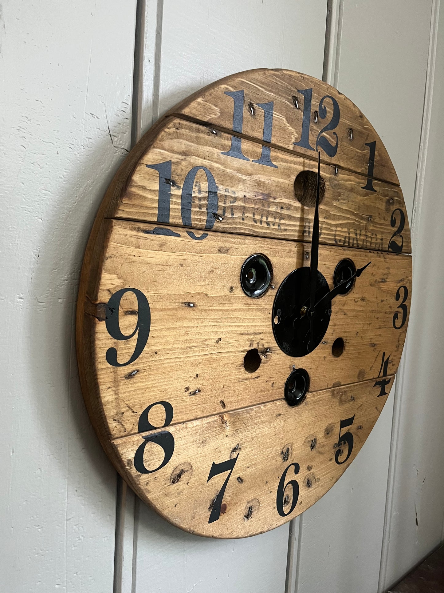 20" Spool clock - Golden Oak