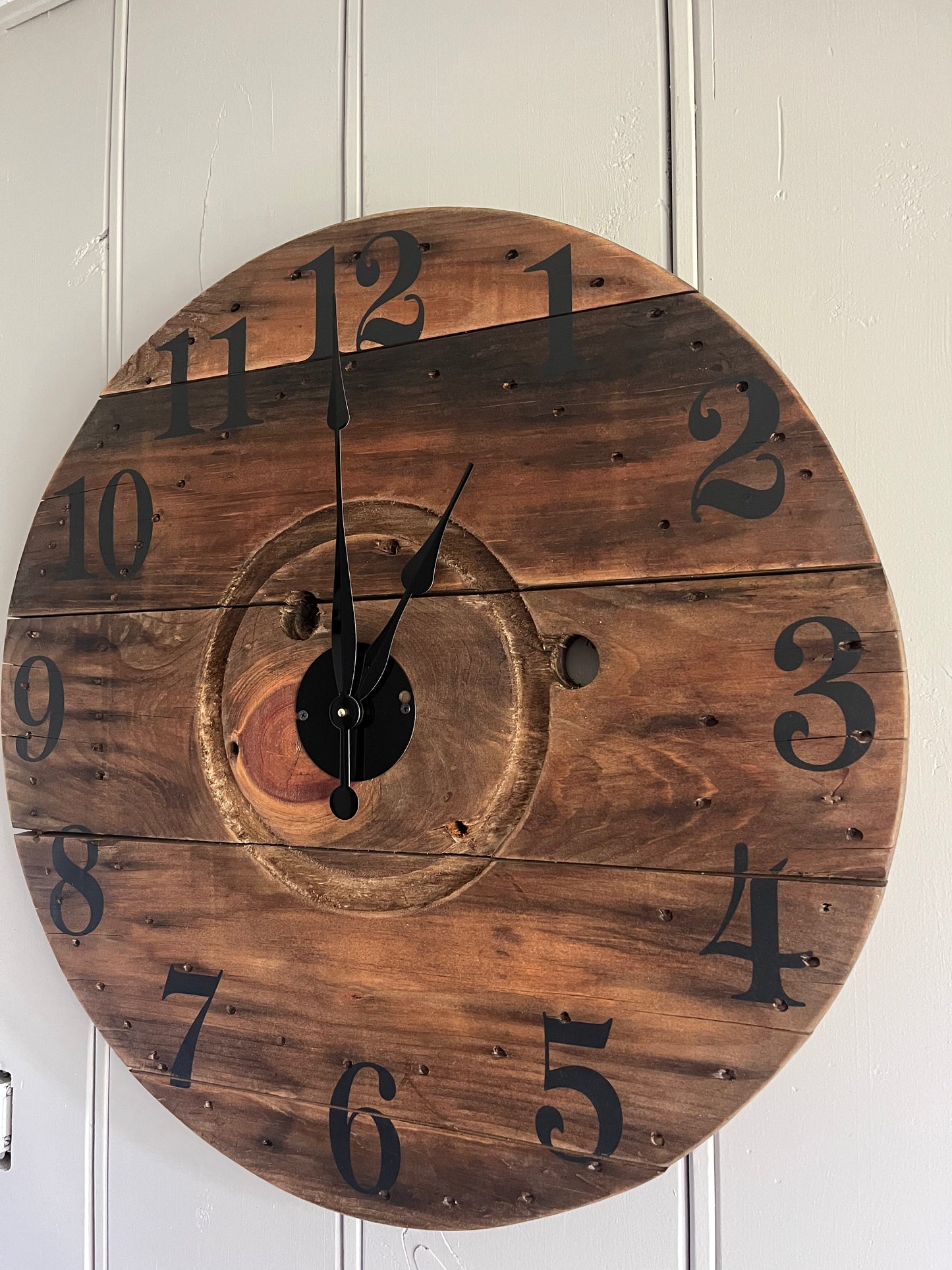30" Spool Clock -Natural/Golden oak