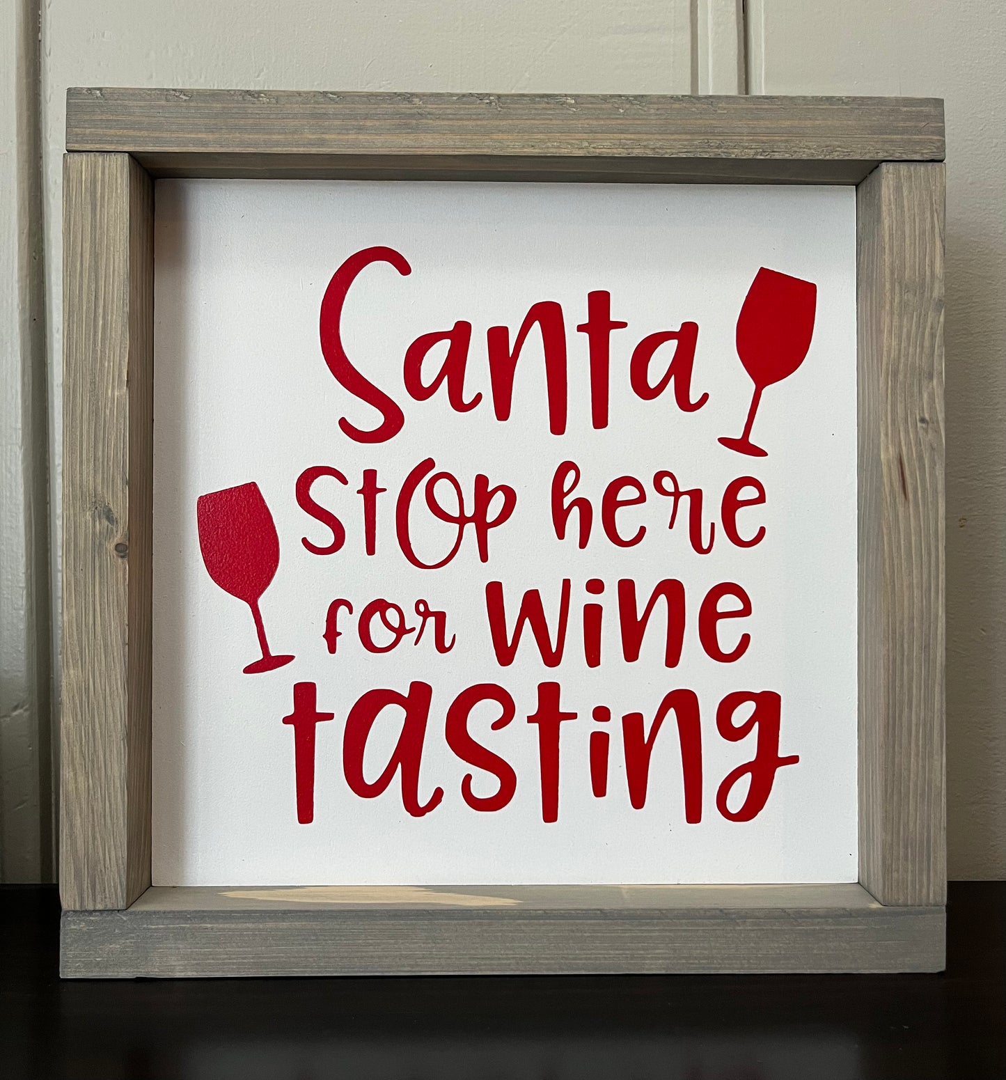 10x10" -Santa stops here for wine tasting