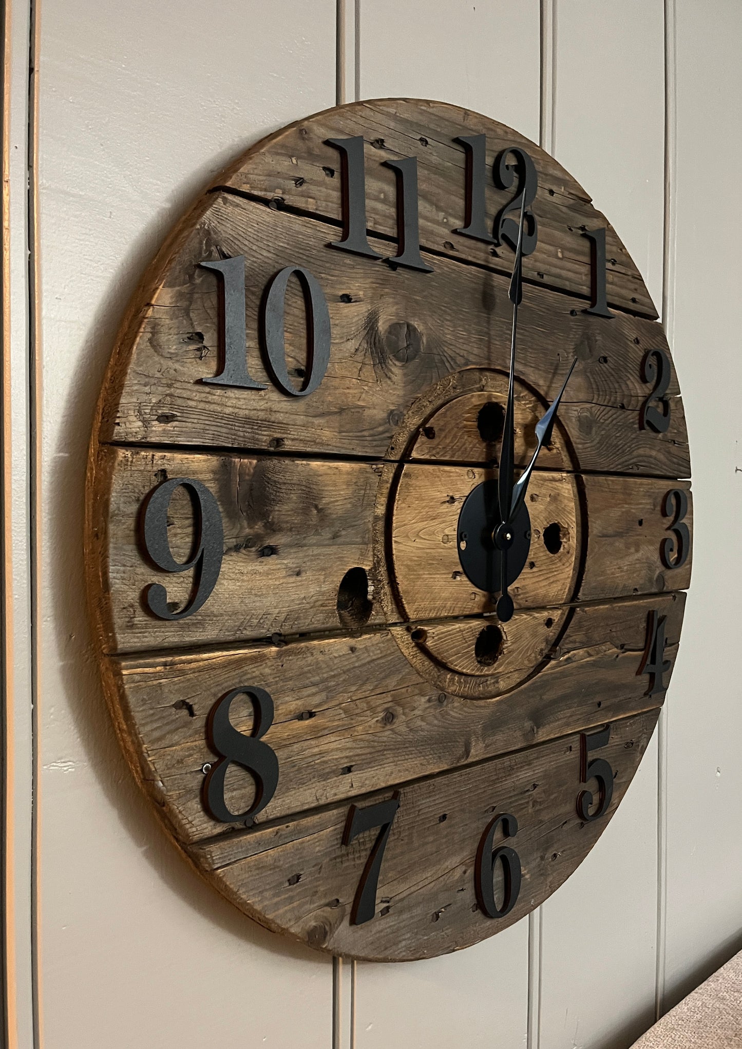 30" - 3D Spool clock - Golden oak