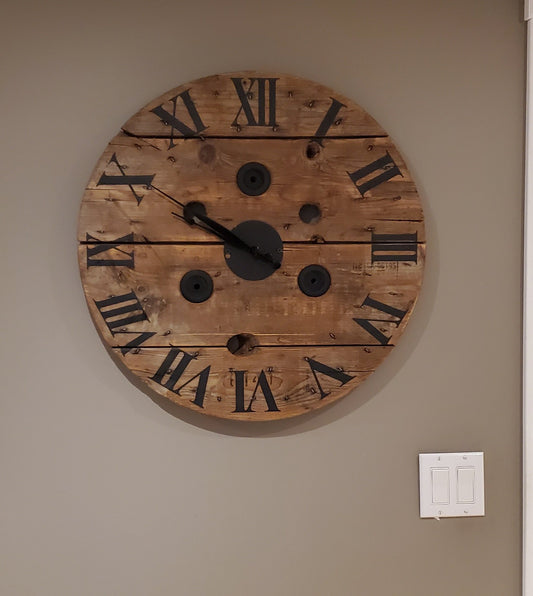 23.5" Spool Clock - Stained Walnut - Roman Numerals