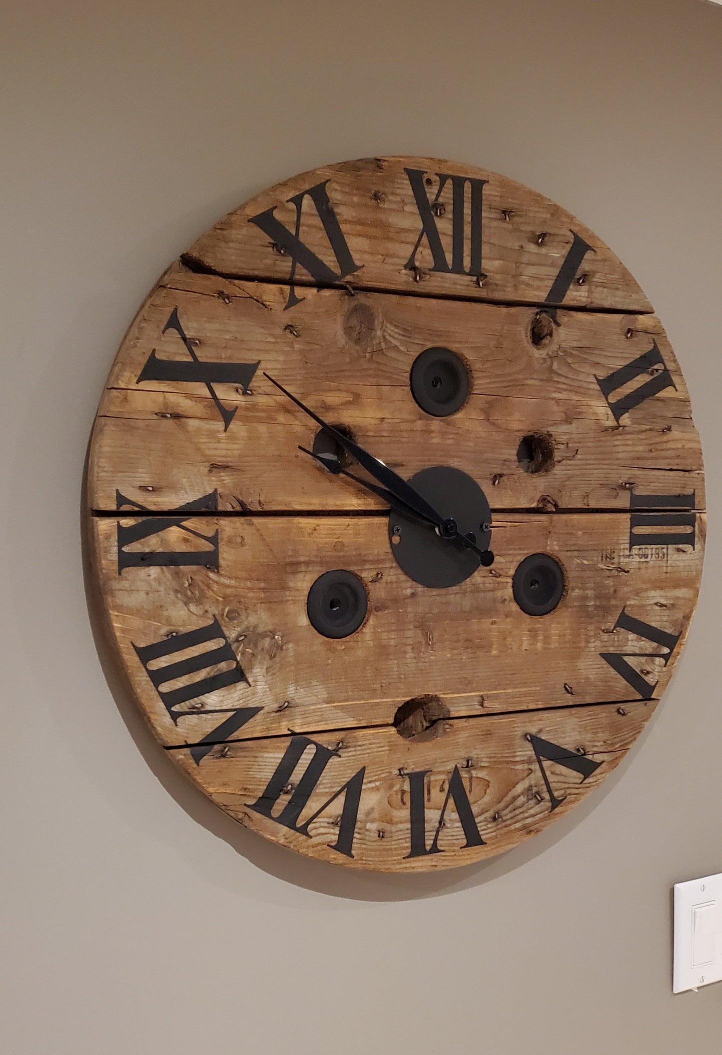 23.5" Spool Clock - Stained Walnut - Roman Numerals