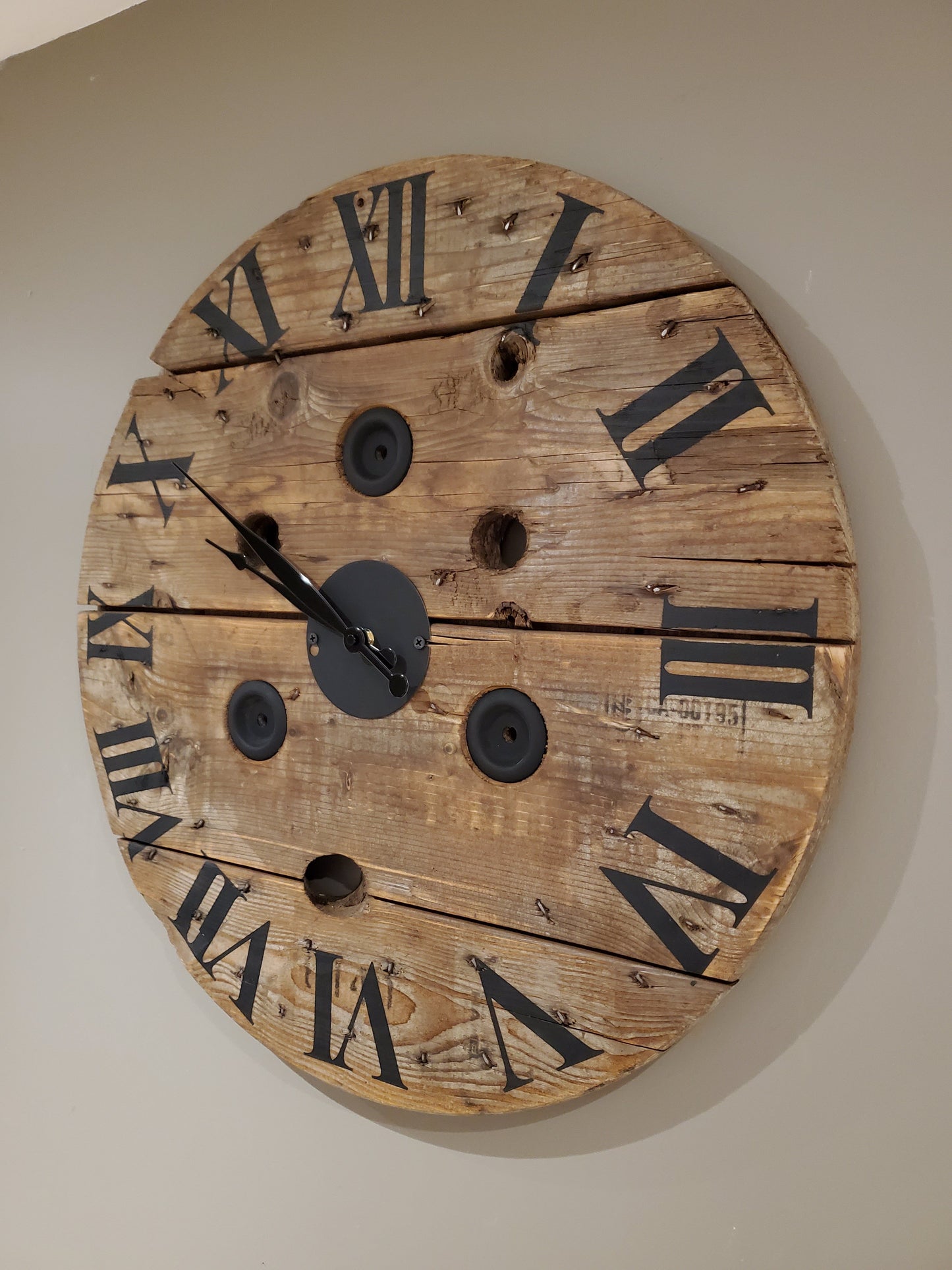 23.5" Spool Clock - Stained Walnut - Roman Numerals