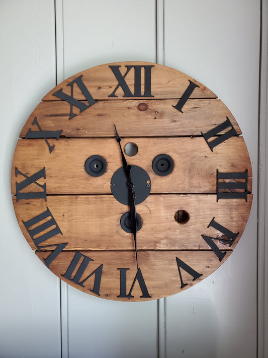 24" Spool clock -3D Wood numbers