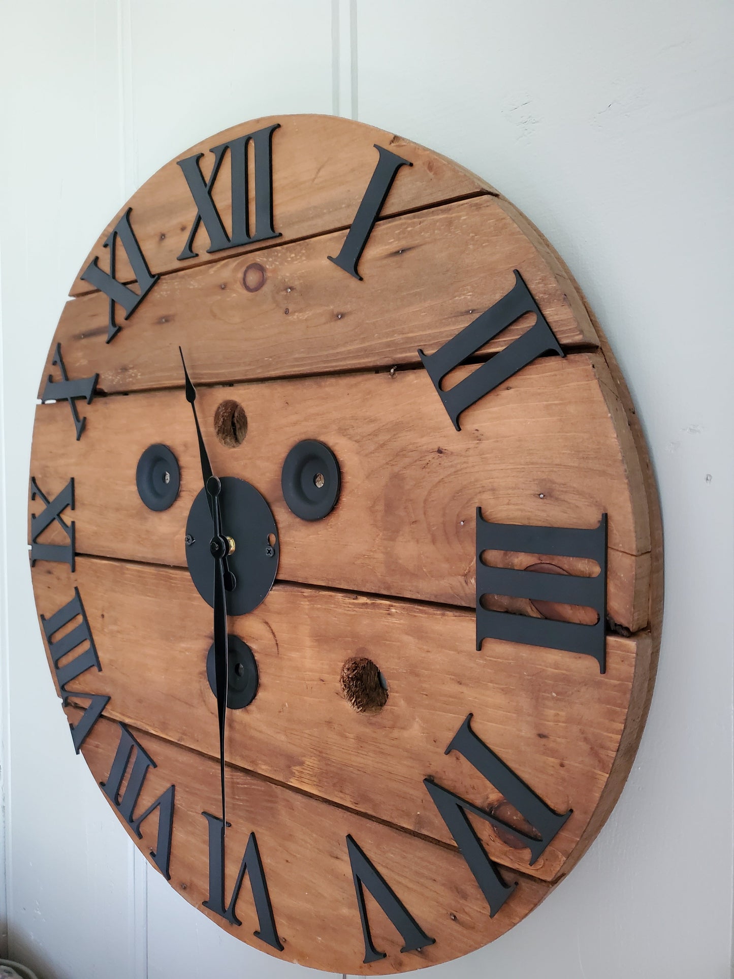 24" Spool clock -3D Wood numbers