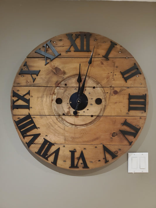 30" Spool Clock -Wood numbers -Ispwich(walnut)