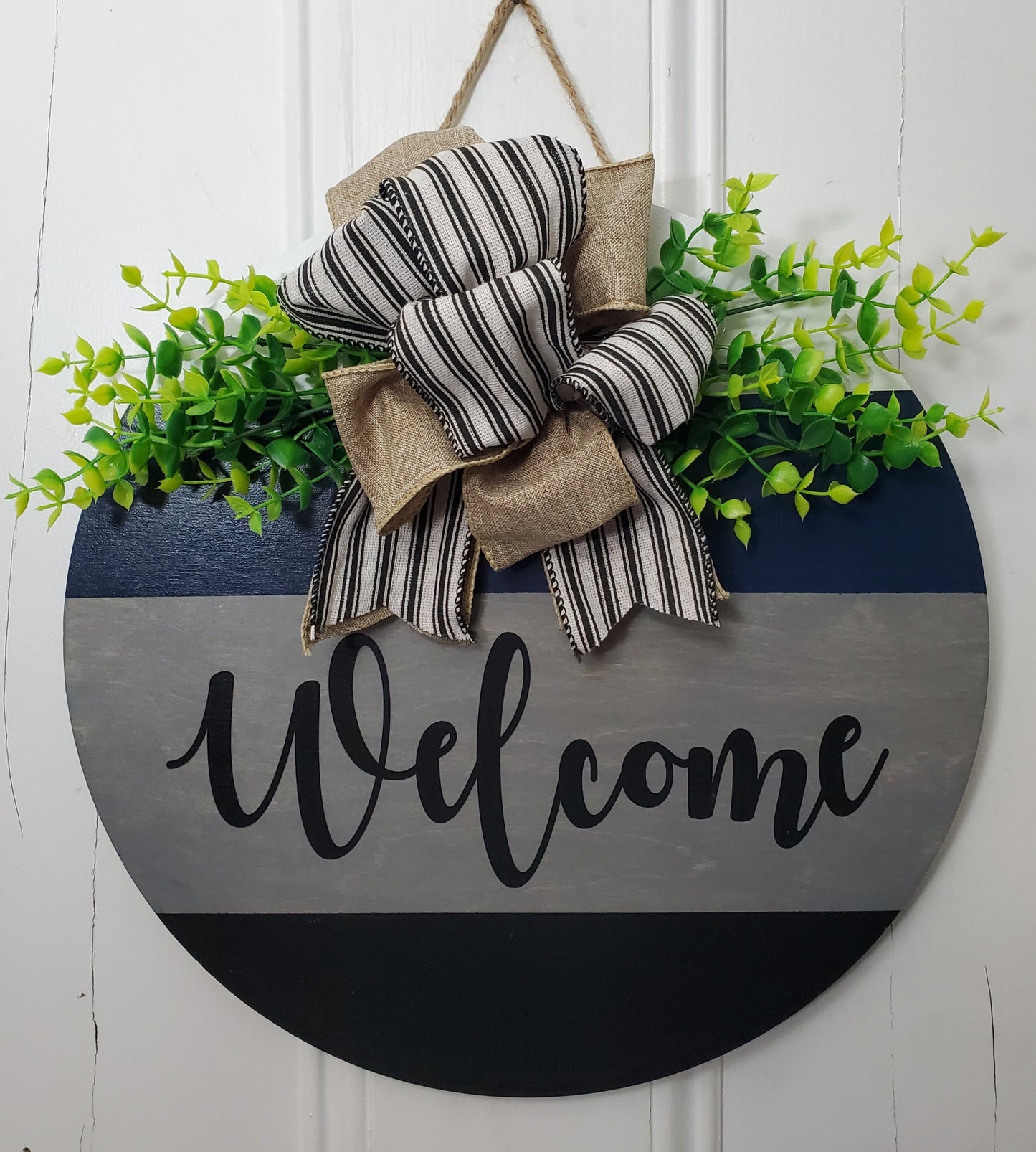 14" Hello door hanger- welcome-weathered