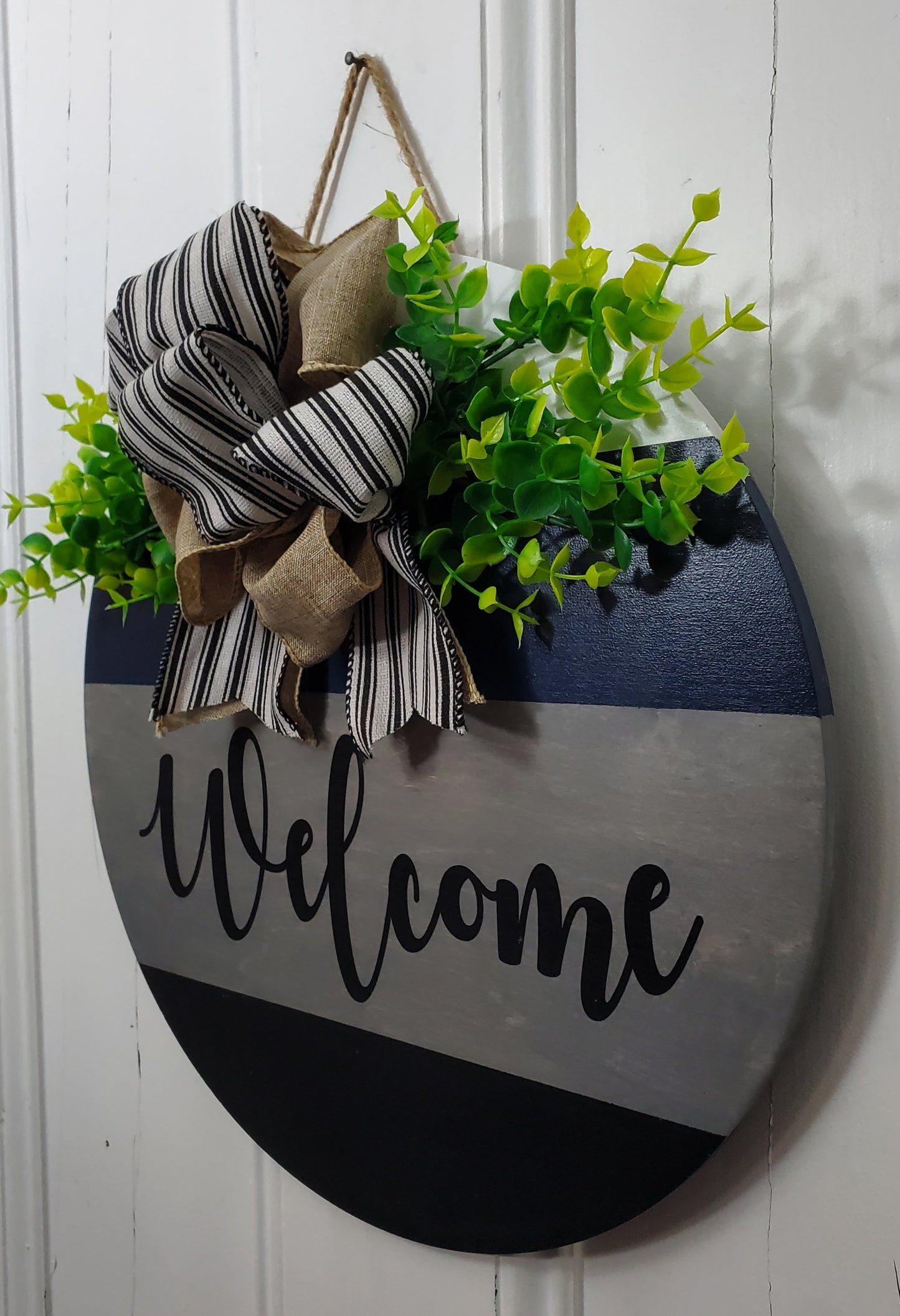 14" Hello door hanger- welcome-weathered