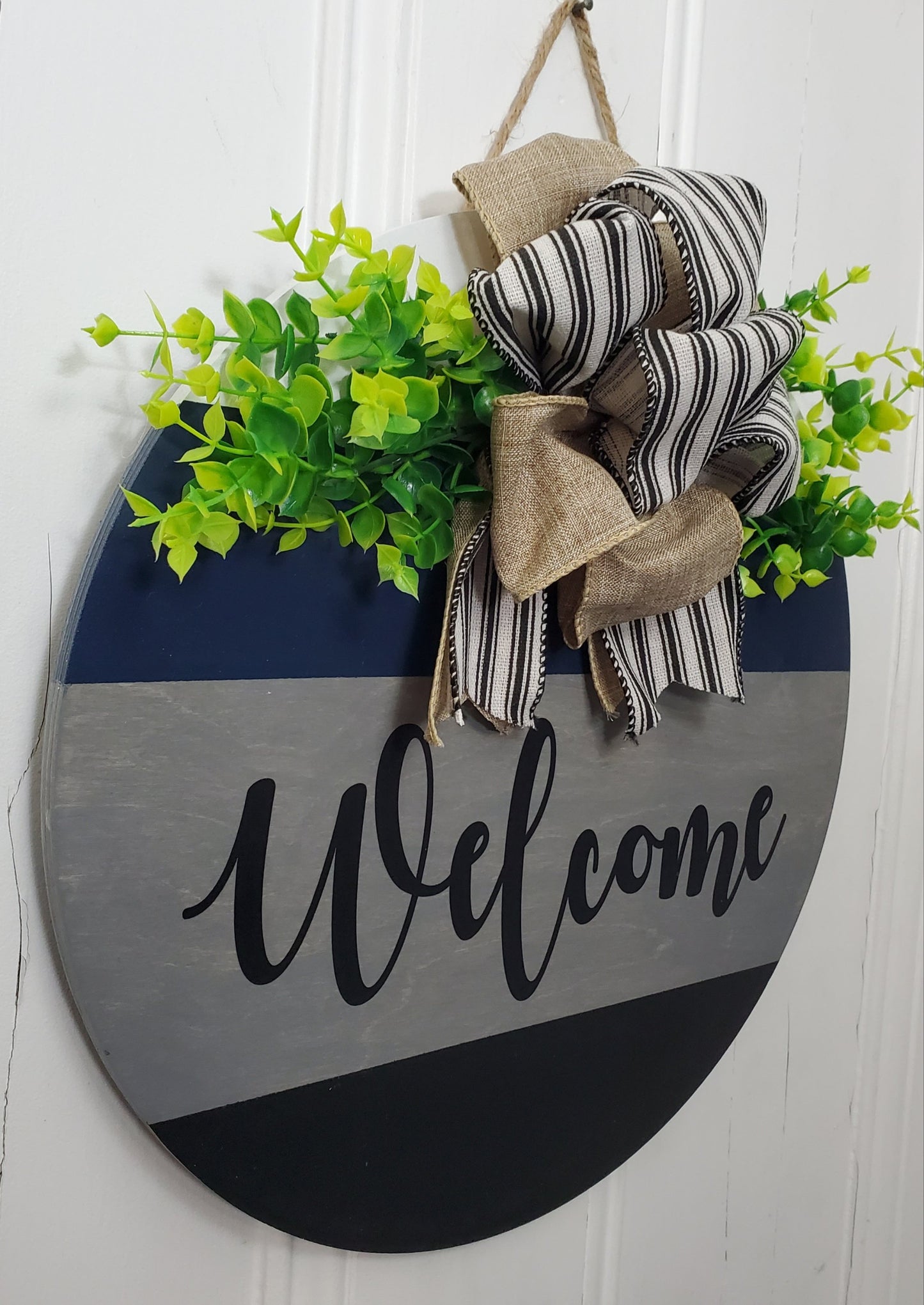 14" Hello door hanger- welcome-weathered