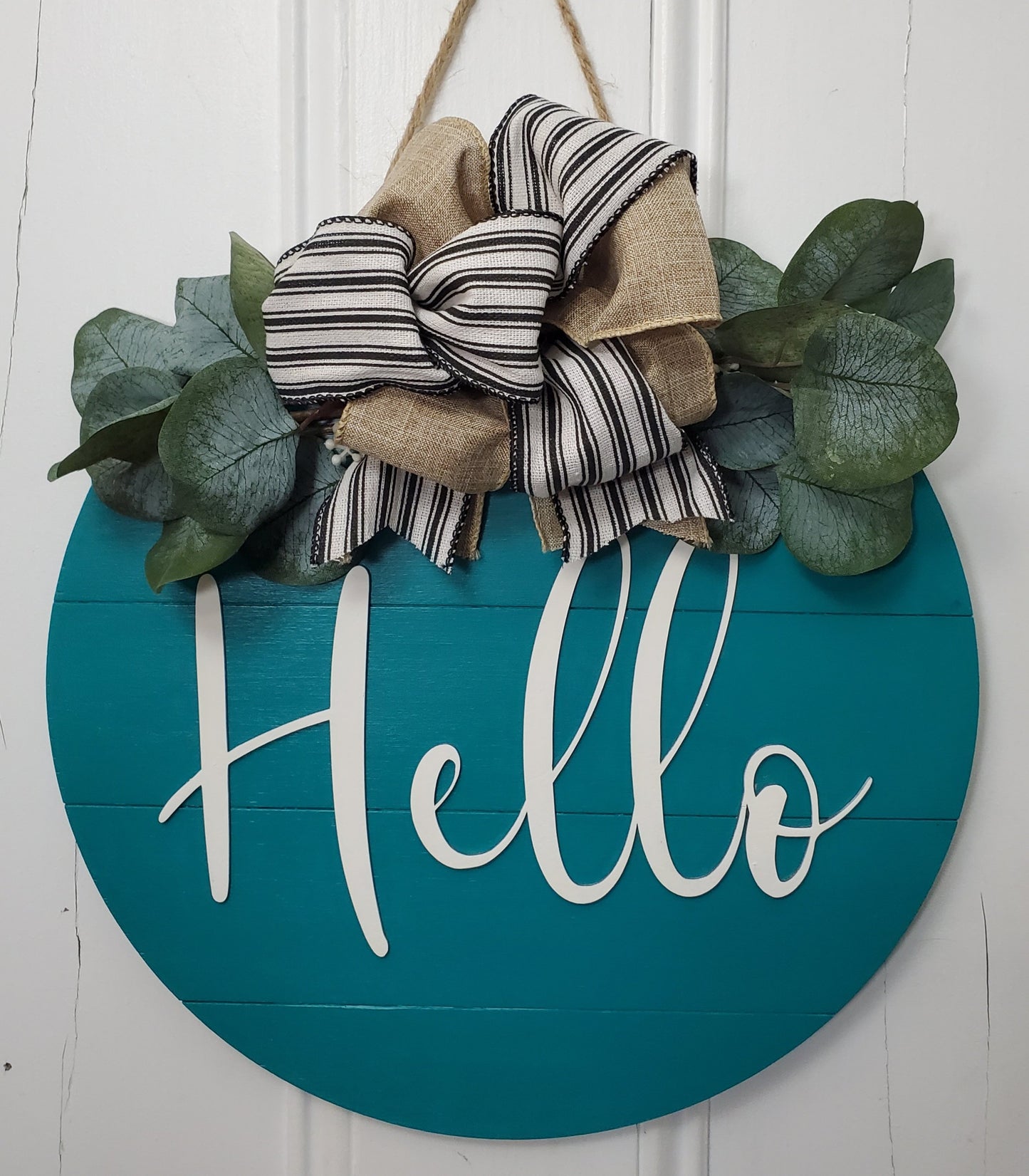 14" Hello door hanger -3D wood