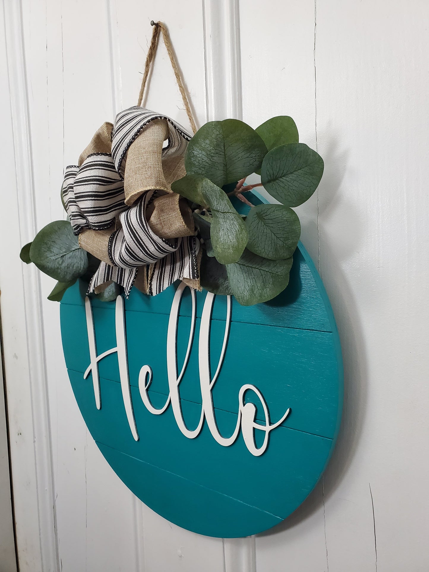 14" Hello door hanger -3D wood