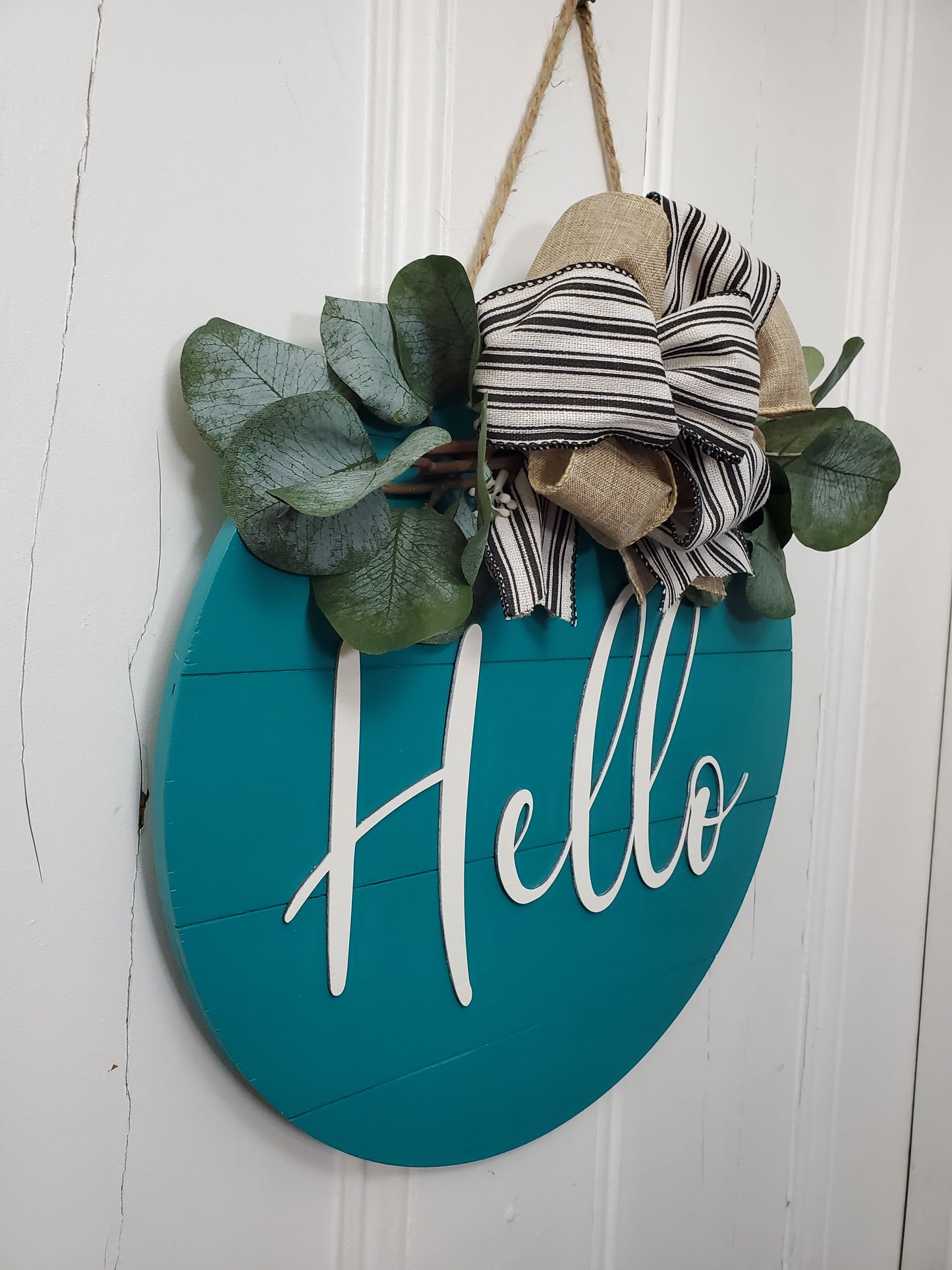 14" Hello door hanger -3D wood