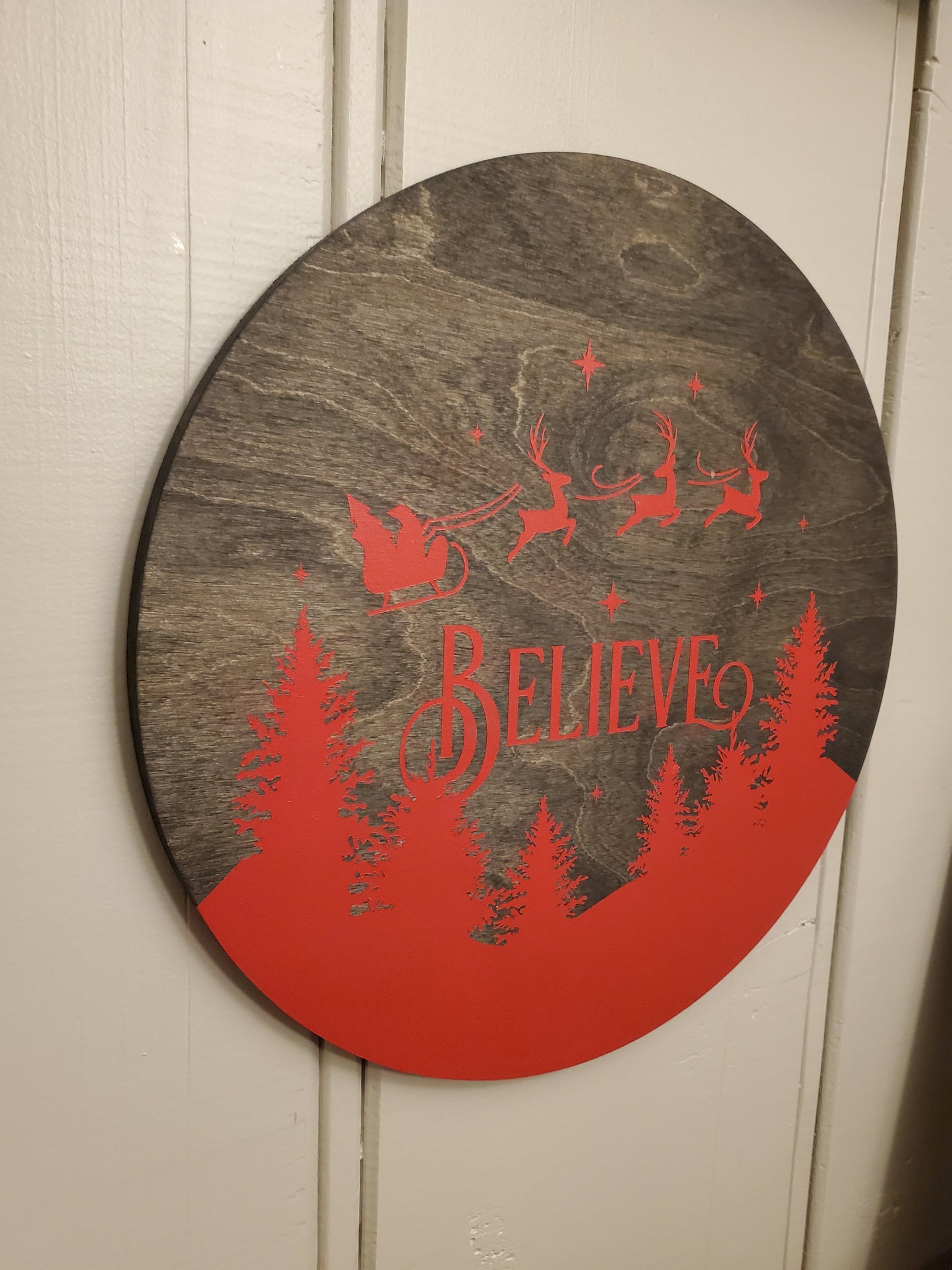 14" Christmas "Believe" -round