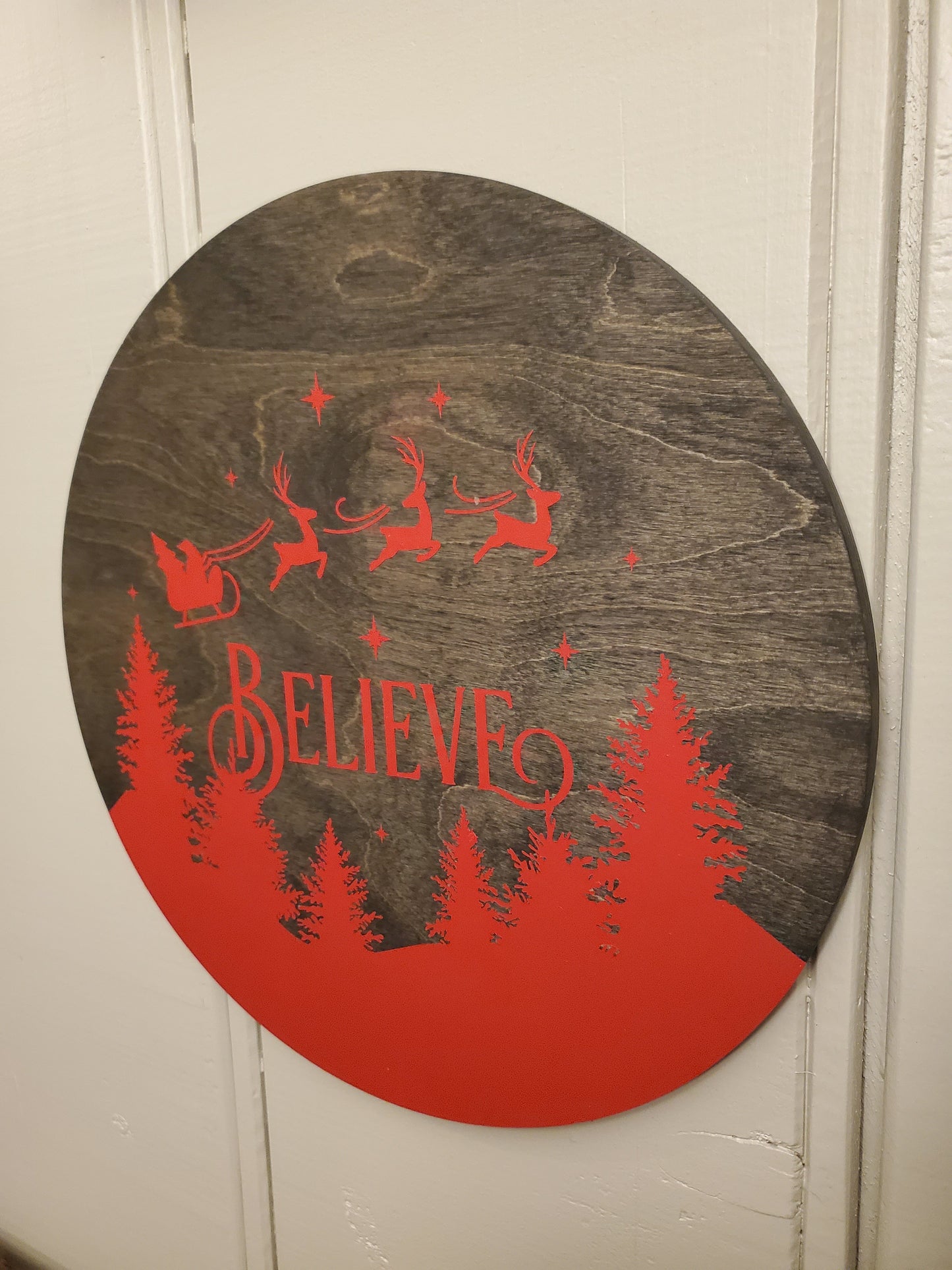 14" Christmas "Believe" -round