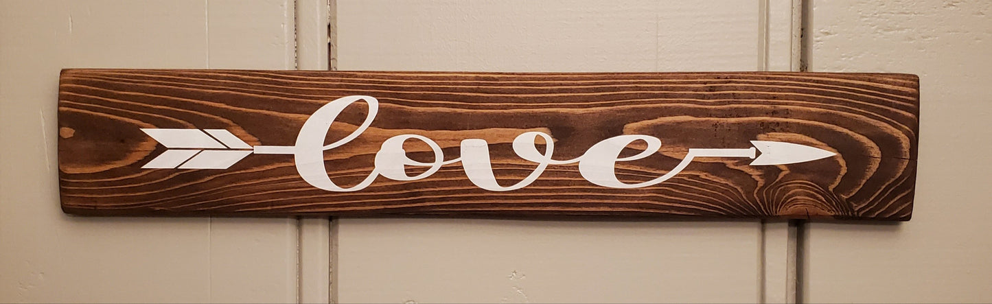 Love arrow wood sign