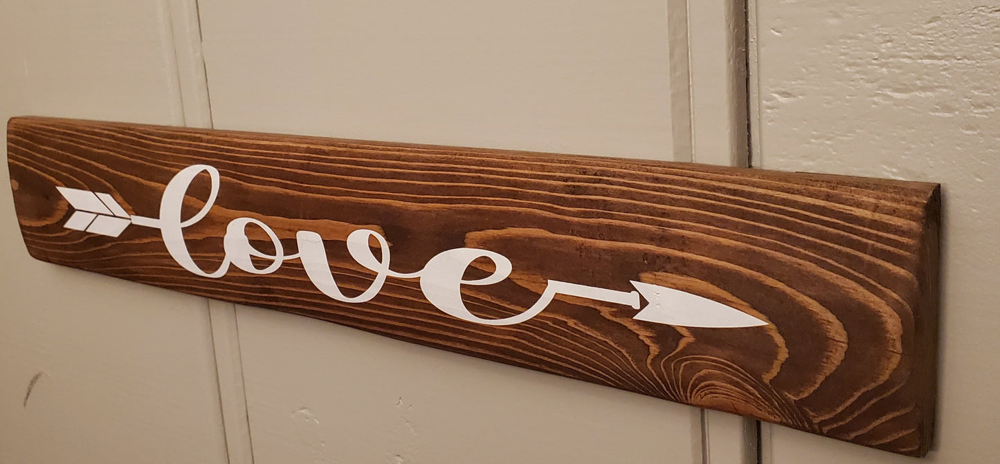 Love arrow wood sign