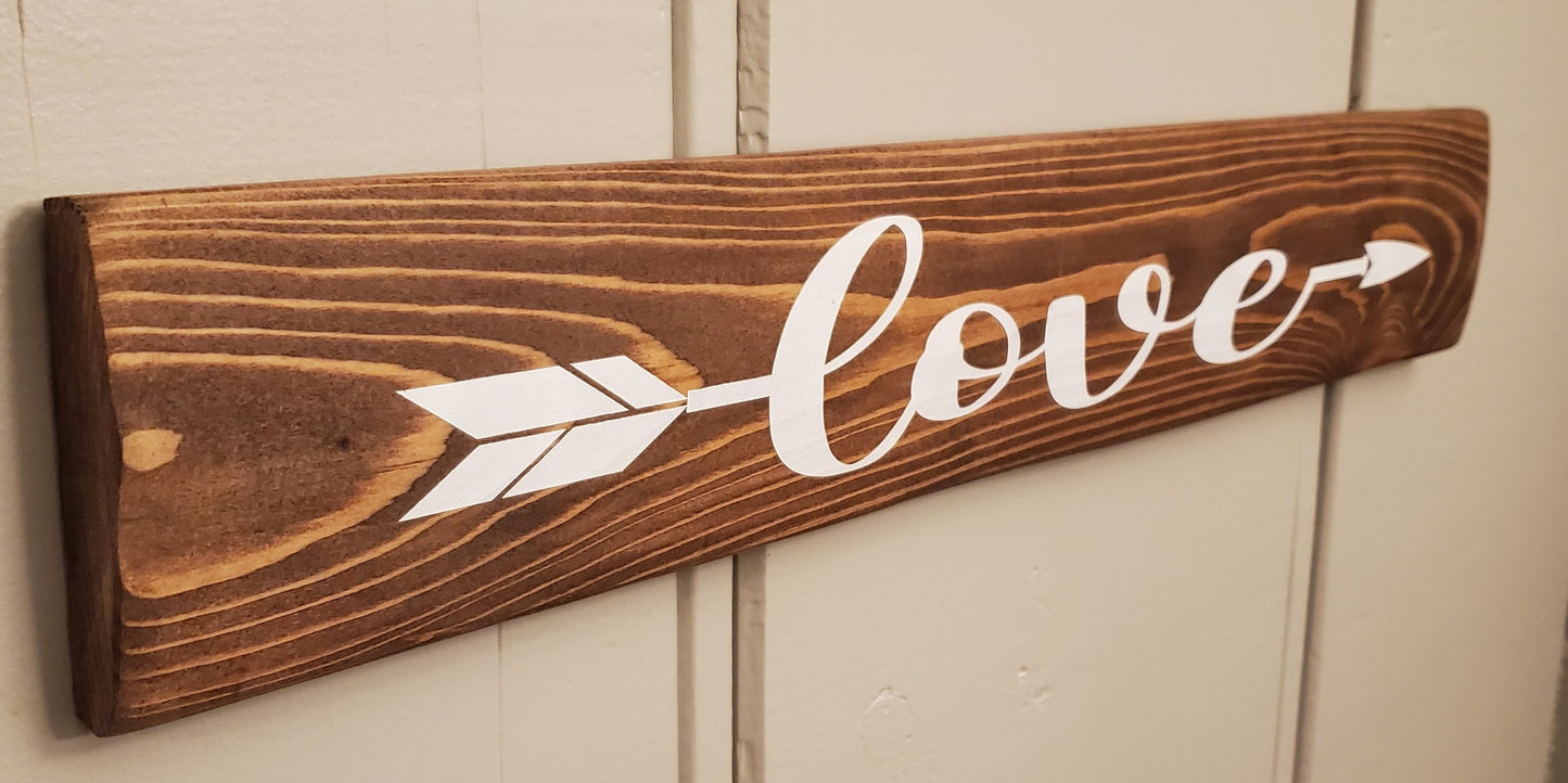 Love arrow wood sign