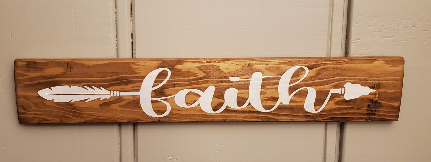 Faith arrow wood sign