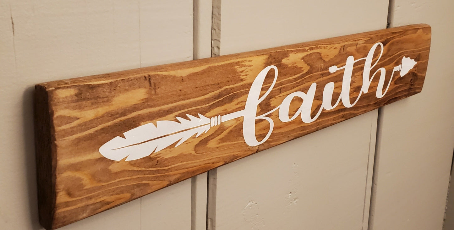 Faith arrow wood sign