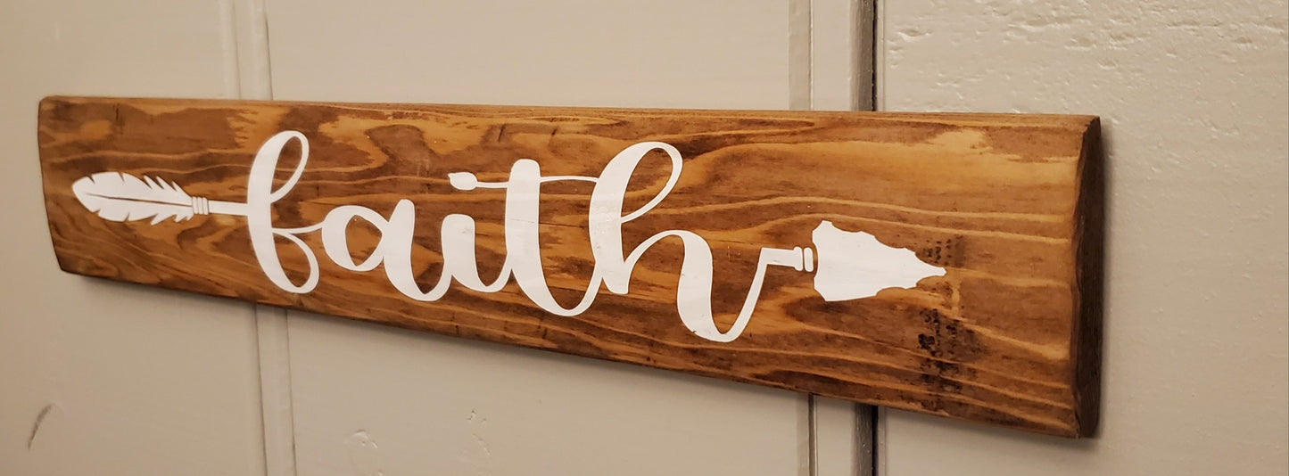 Faith arrow wood sign