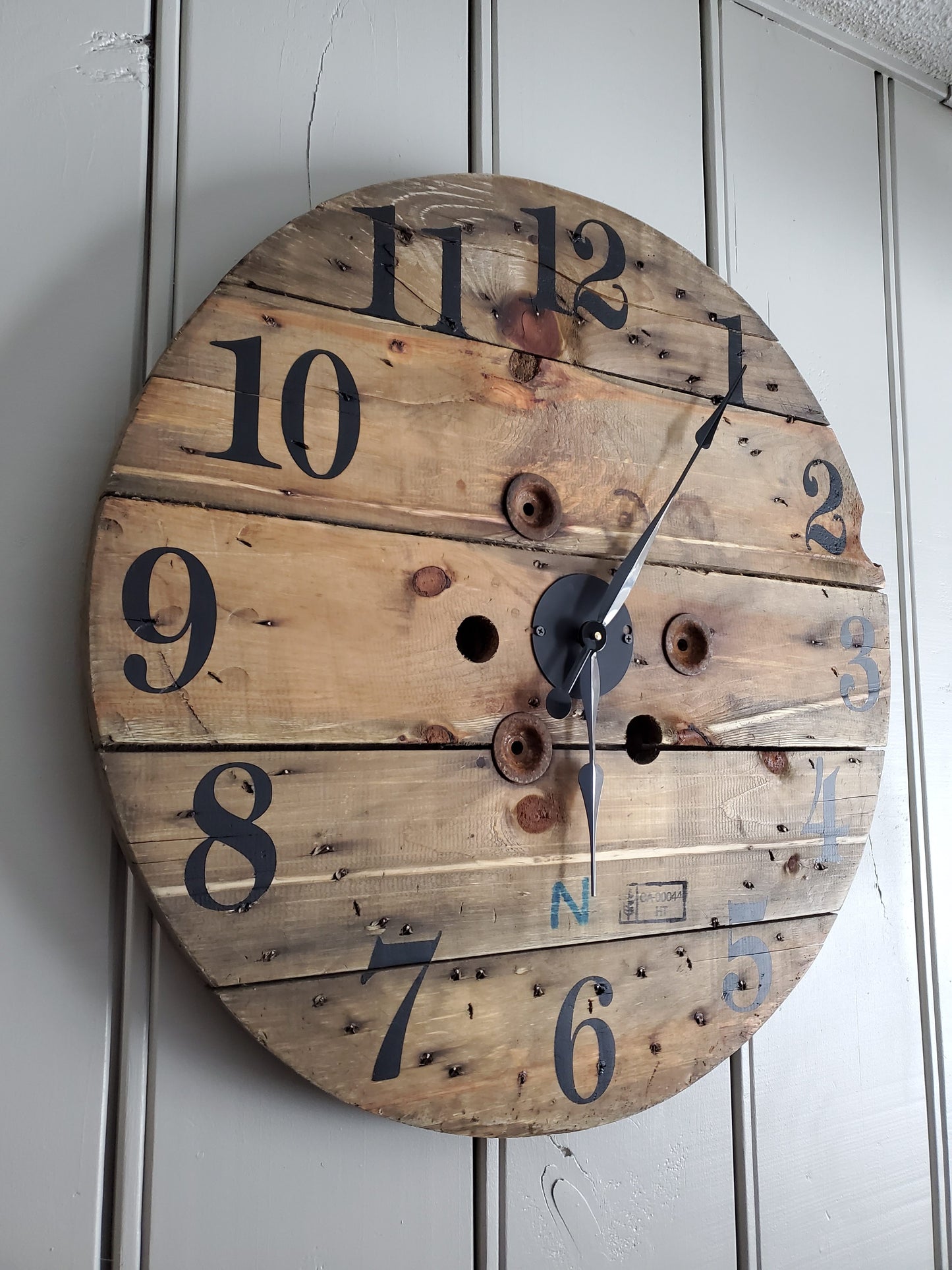 30" Rustic Spool Clock -Natural