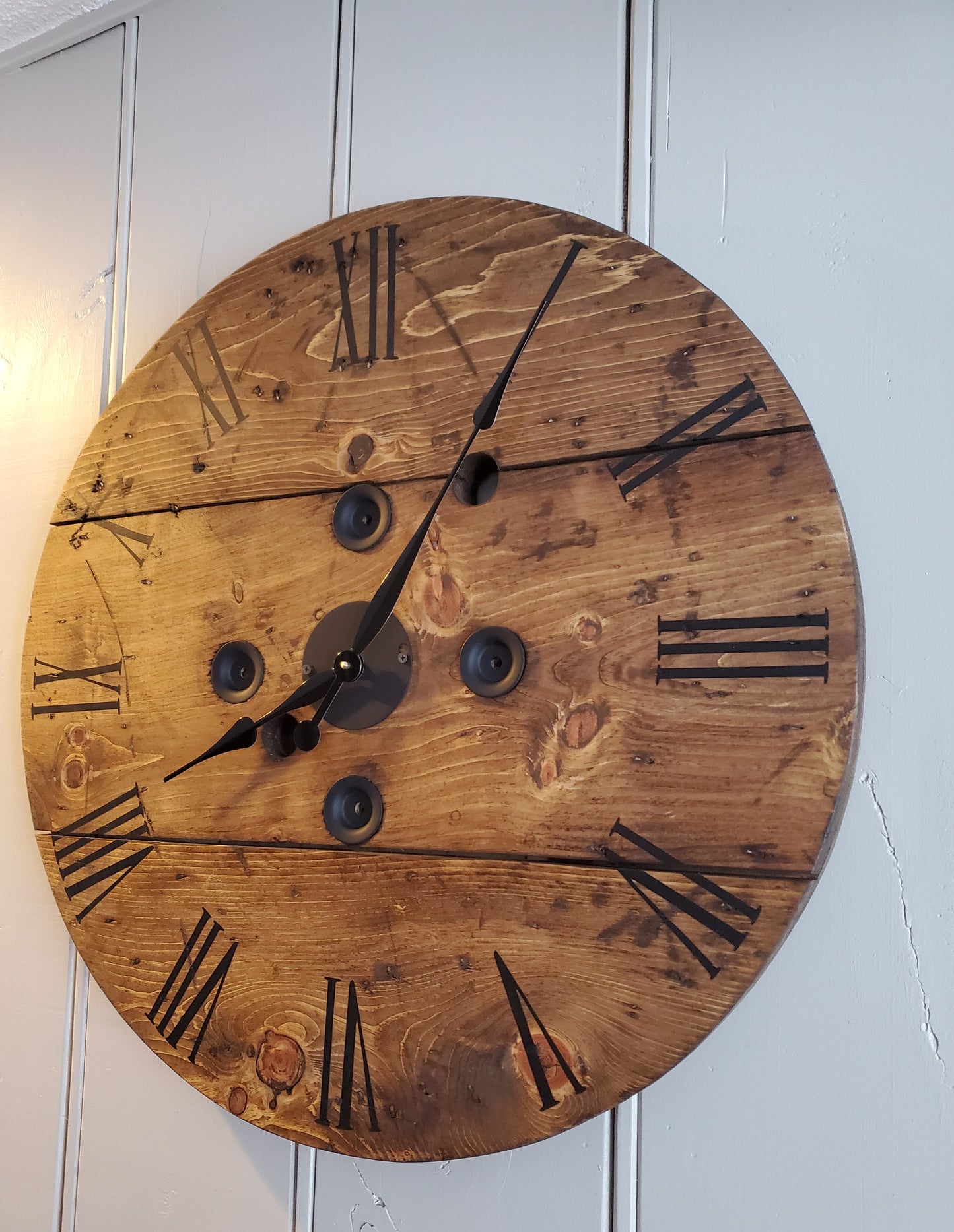 30" Rustic Spool Clock (Pine- Provincal)