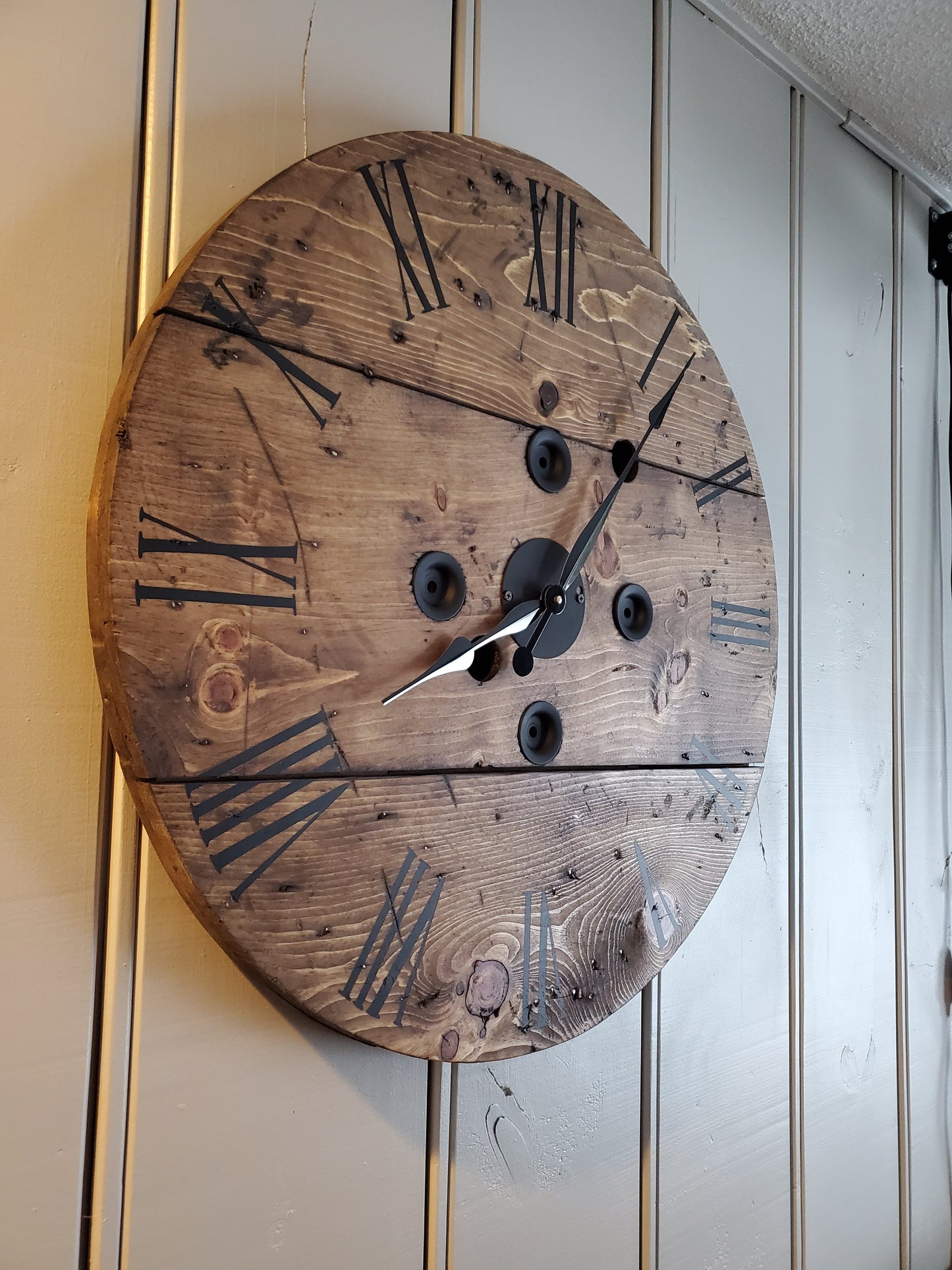 30" Rustic Spool Clock (Pine- Provincal)