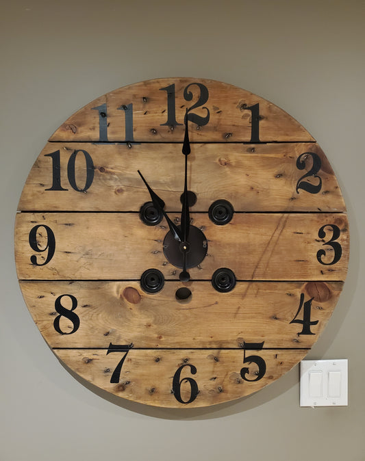 30" Spool Clock - Golden Oak