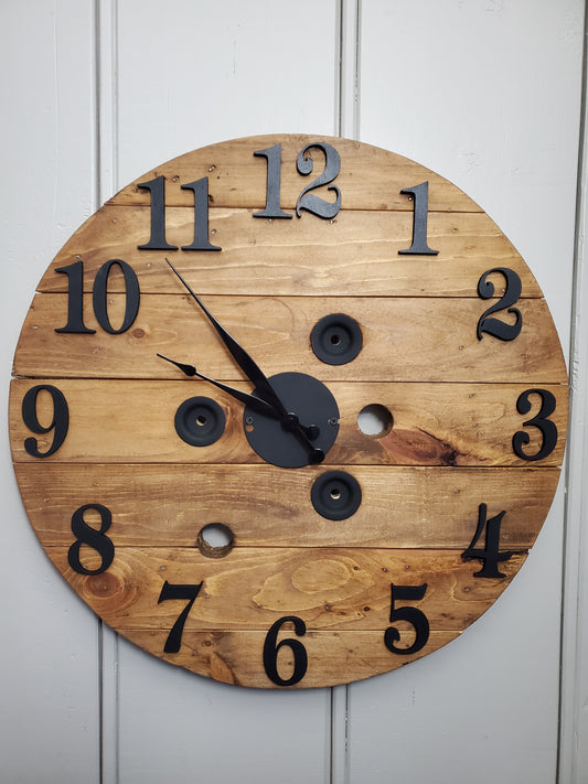 23" 3D Spool clock - Golden oak