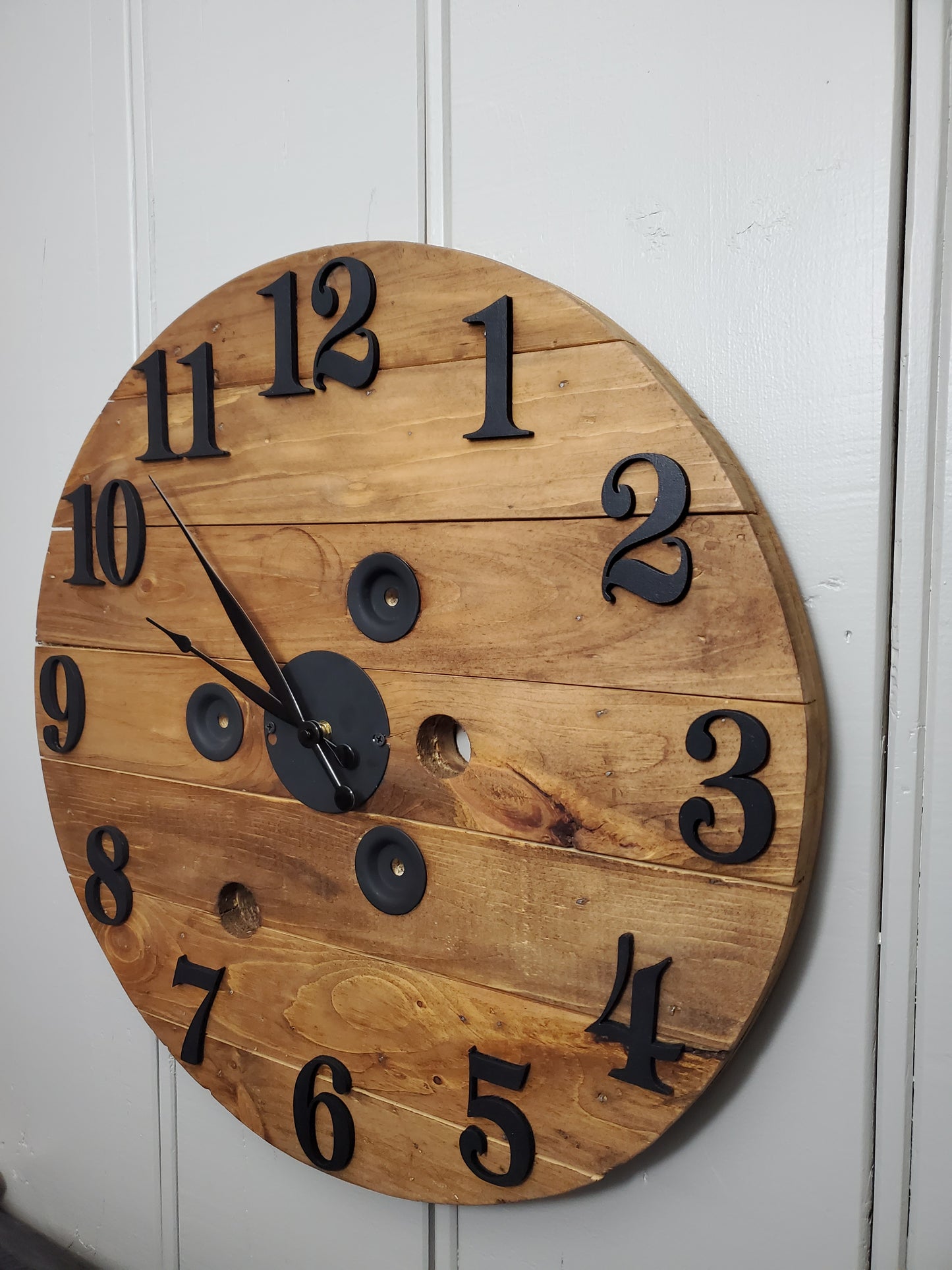 23" 3D Spool clock - Golden oak
