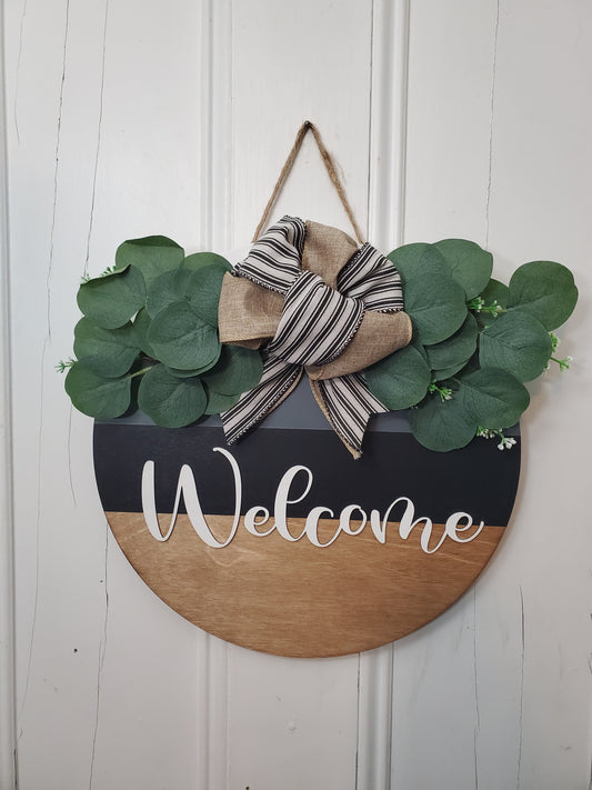 14" 3D Welcome -gray/black striped