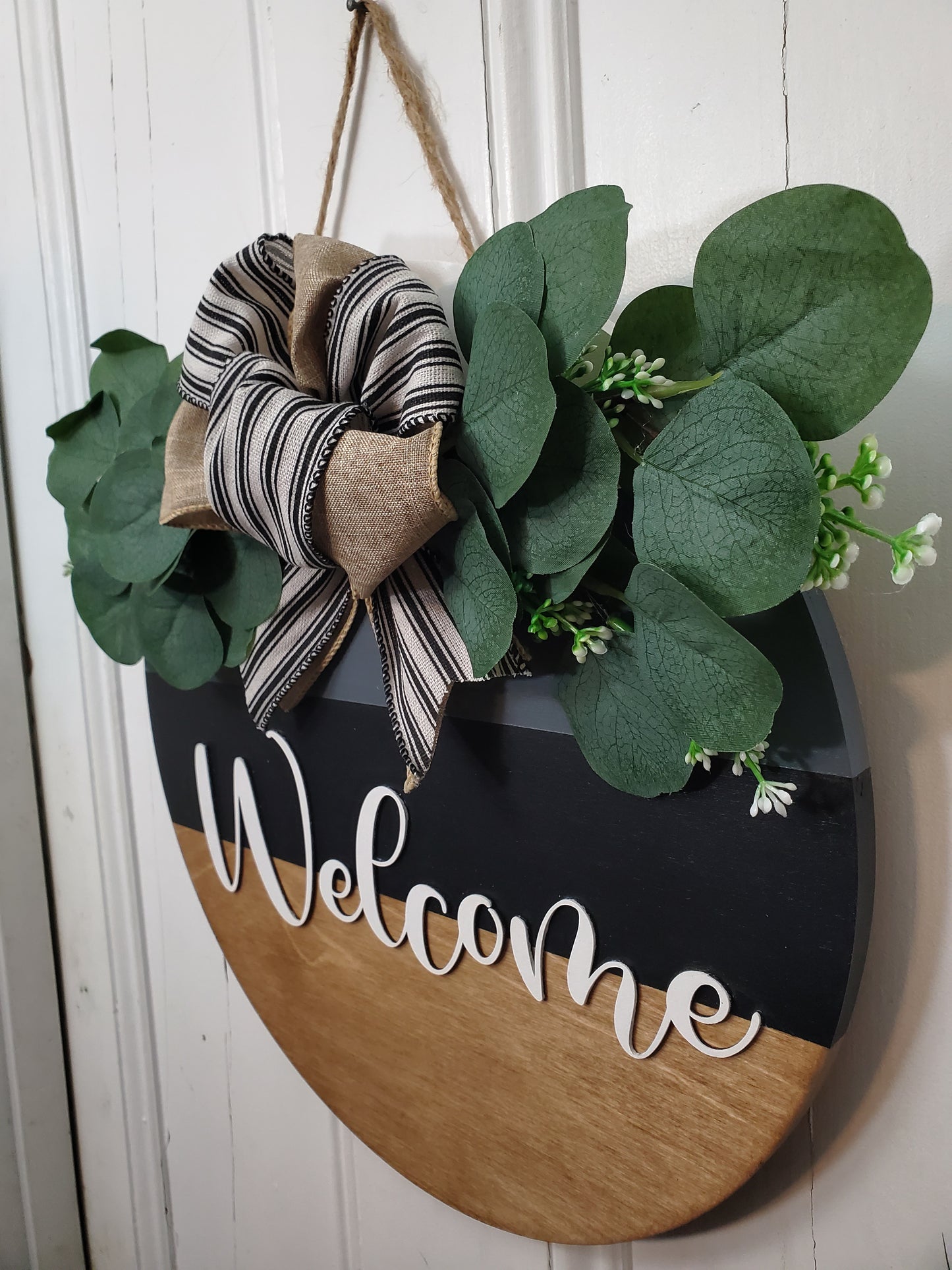 14" 3D Welcome -gray/black striped