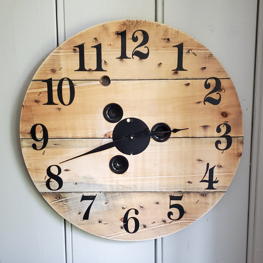 23" Spool Clock - Natural light brown