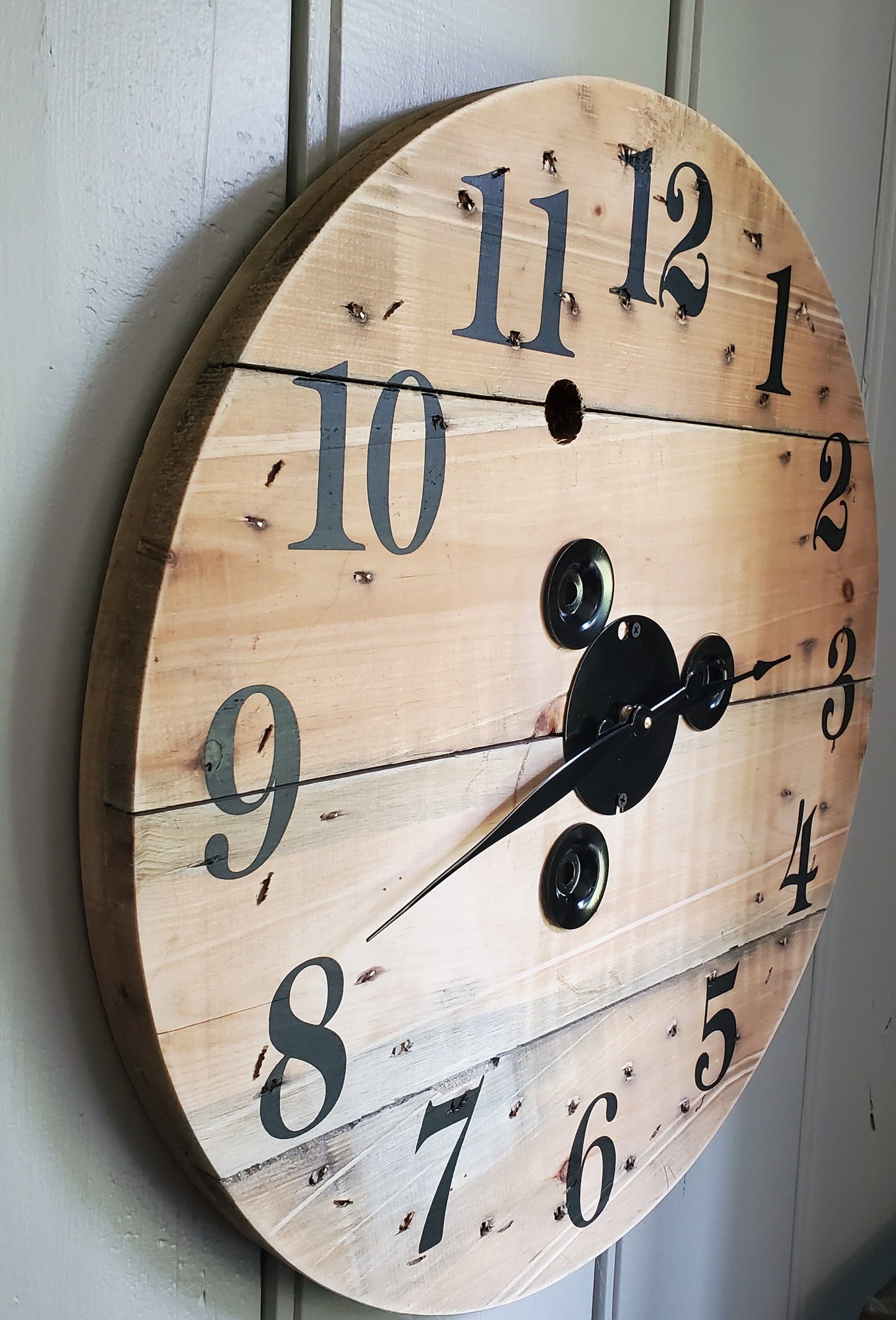 23" Spool Clock - Natural light brown