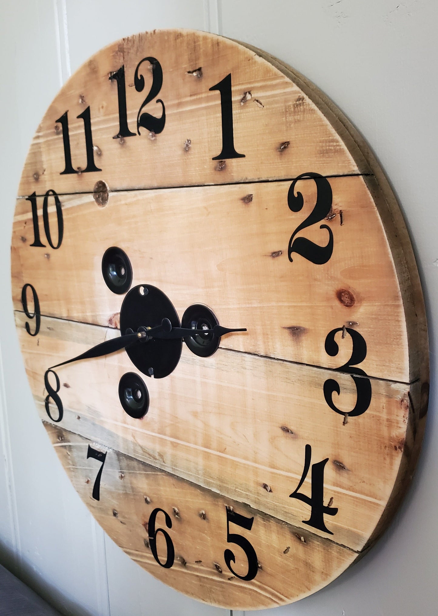 23" Spool Clock - Natural light brown