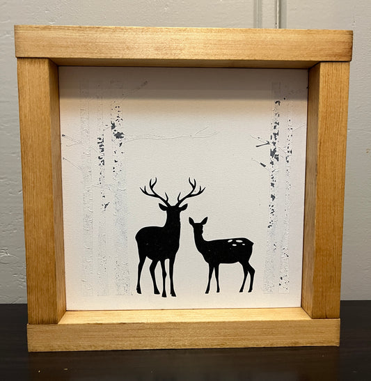 Christmas Deer-Birch trees 8"