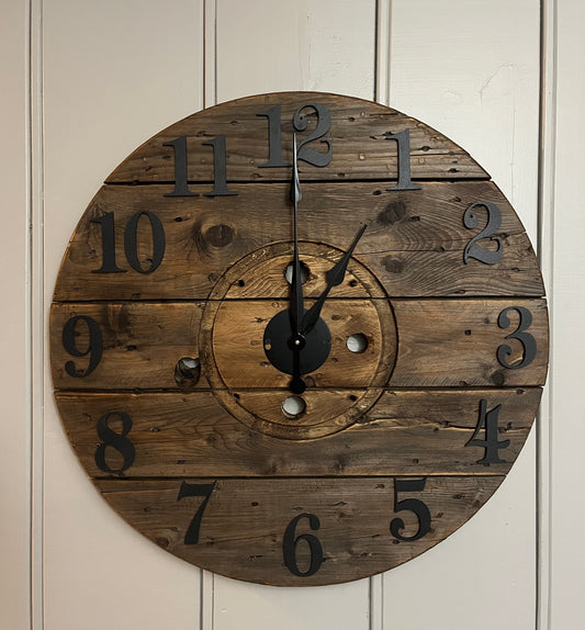 30" - 3D Spool clock - Golden oak