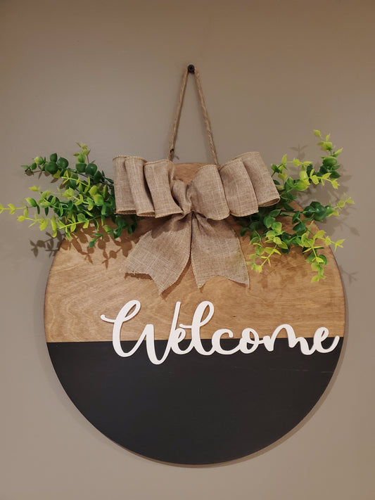 14" Welcome door hanger -3D wood(black/white)