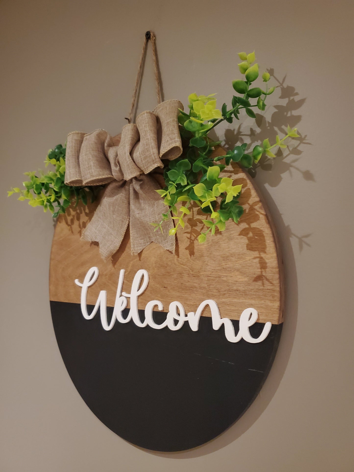 14" Welcome door hanger -3D wood(black/white)